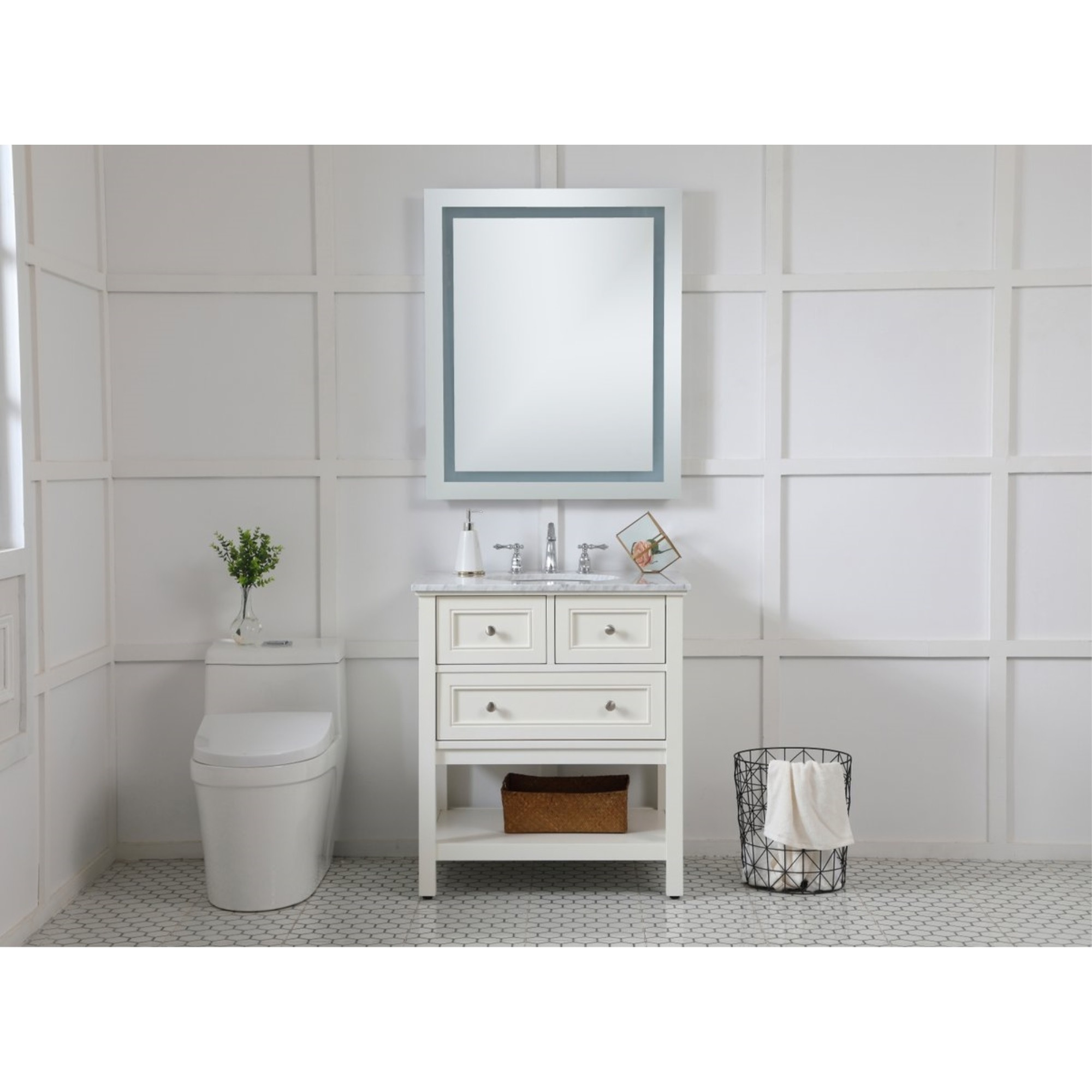 Hardwired LED Mirror W30 x H36 Dimmable 5000K