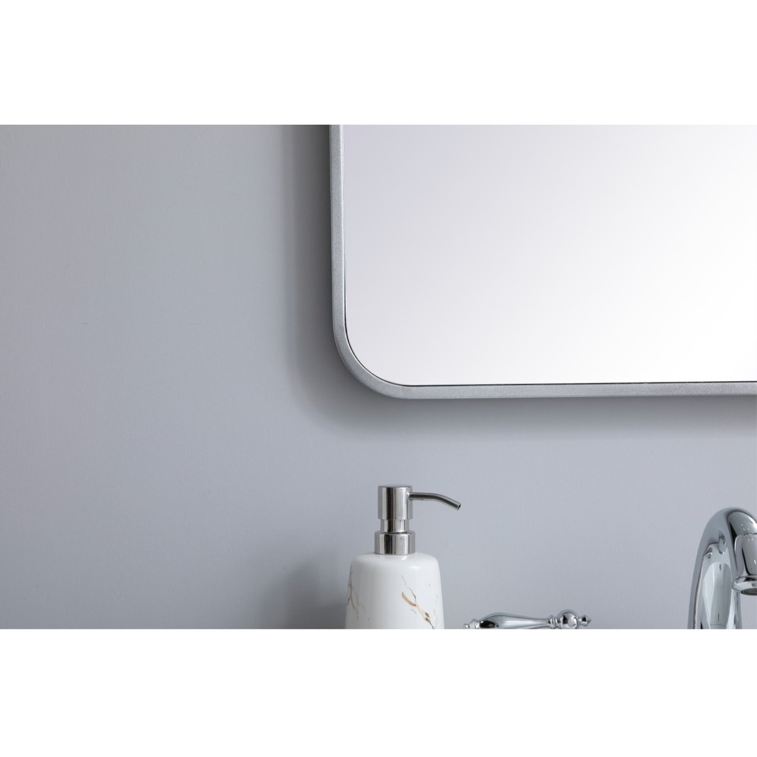 Soft corner metal rectangular mirror 22x30 inch in Silver