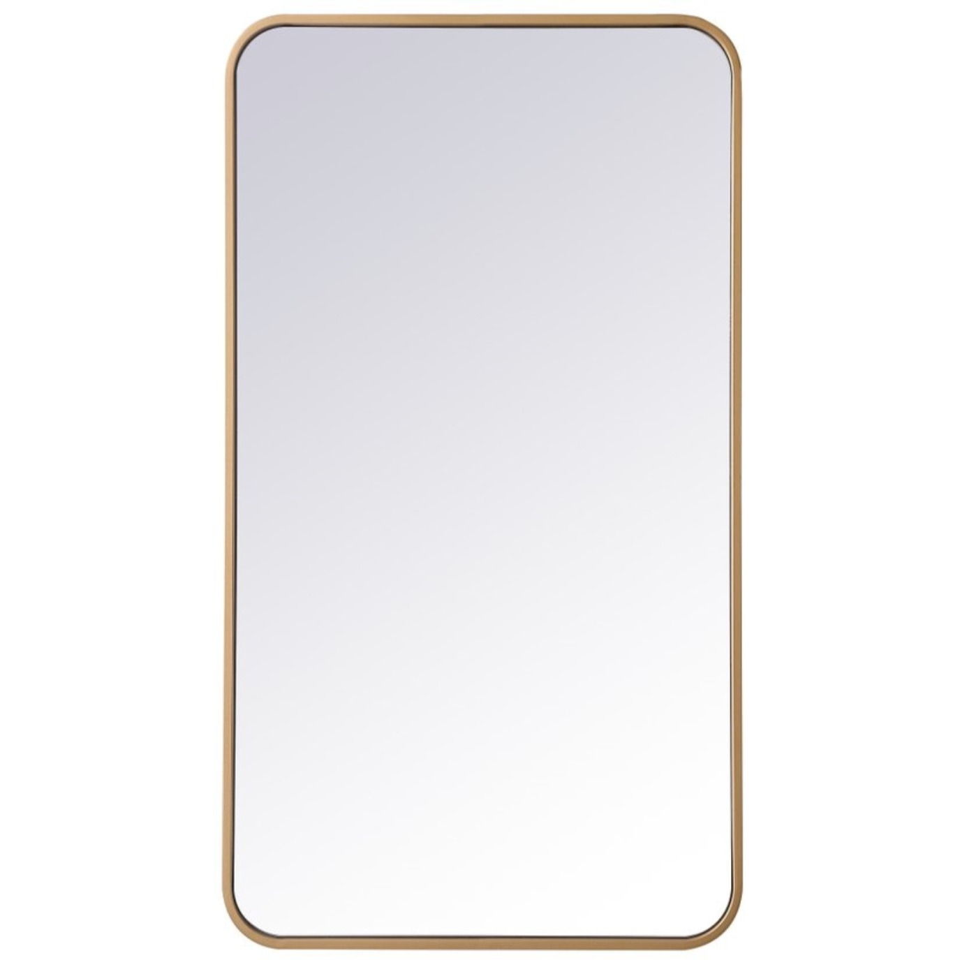 Soft corner metal rectangular mirror 20x36 inch in Brass