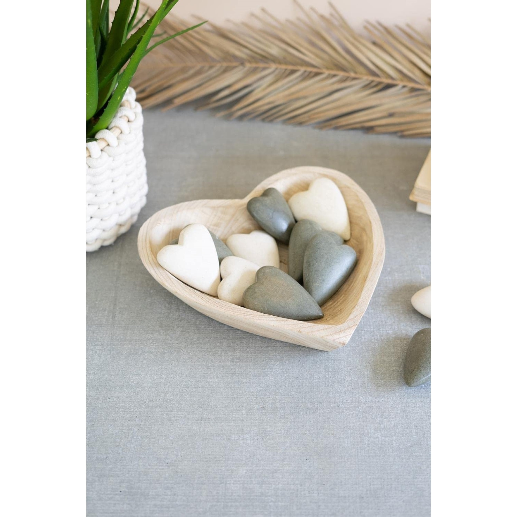 HAND CARVED WOODEN HEART BOWL