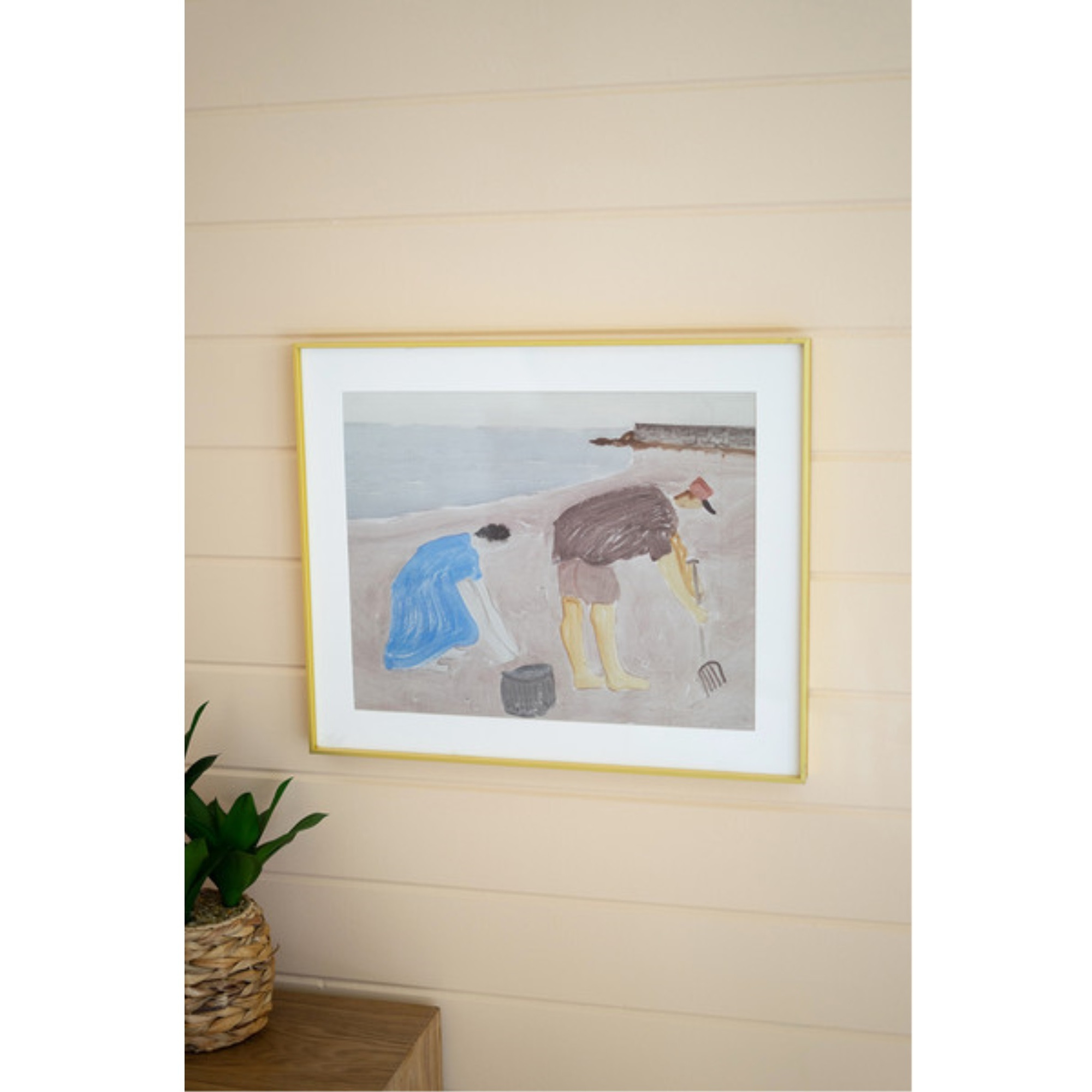 FRAMED CLAM DIGGING PRINT UNDER GLASS