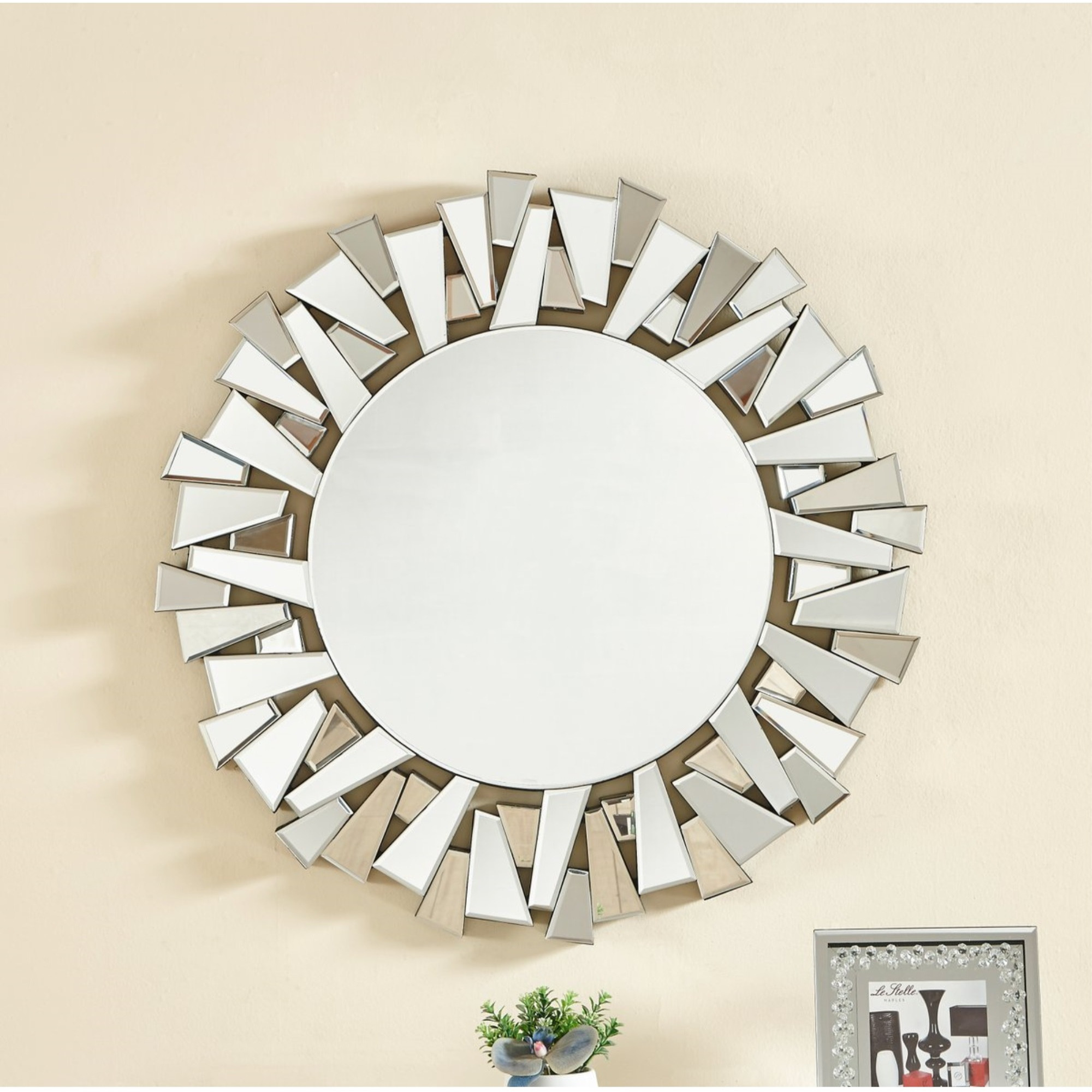 Sparkle 39.5 in. Contemporary Round Mirror in Clear