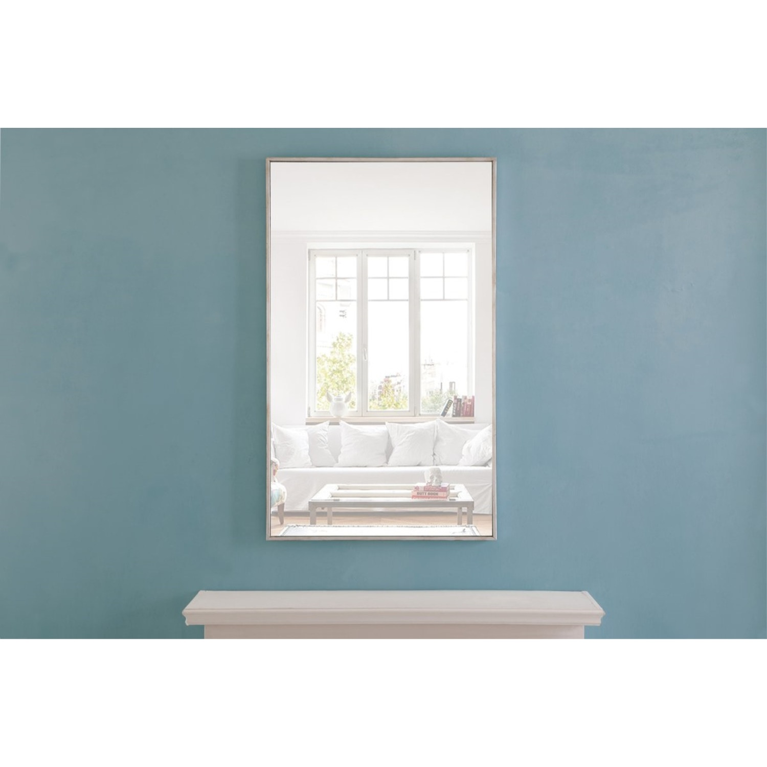 Metal frame Rectangle Mirror 24 inch Silver