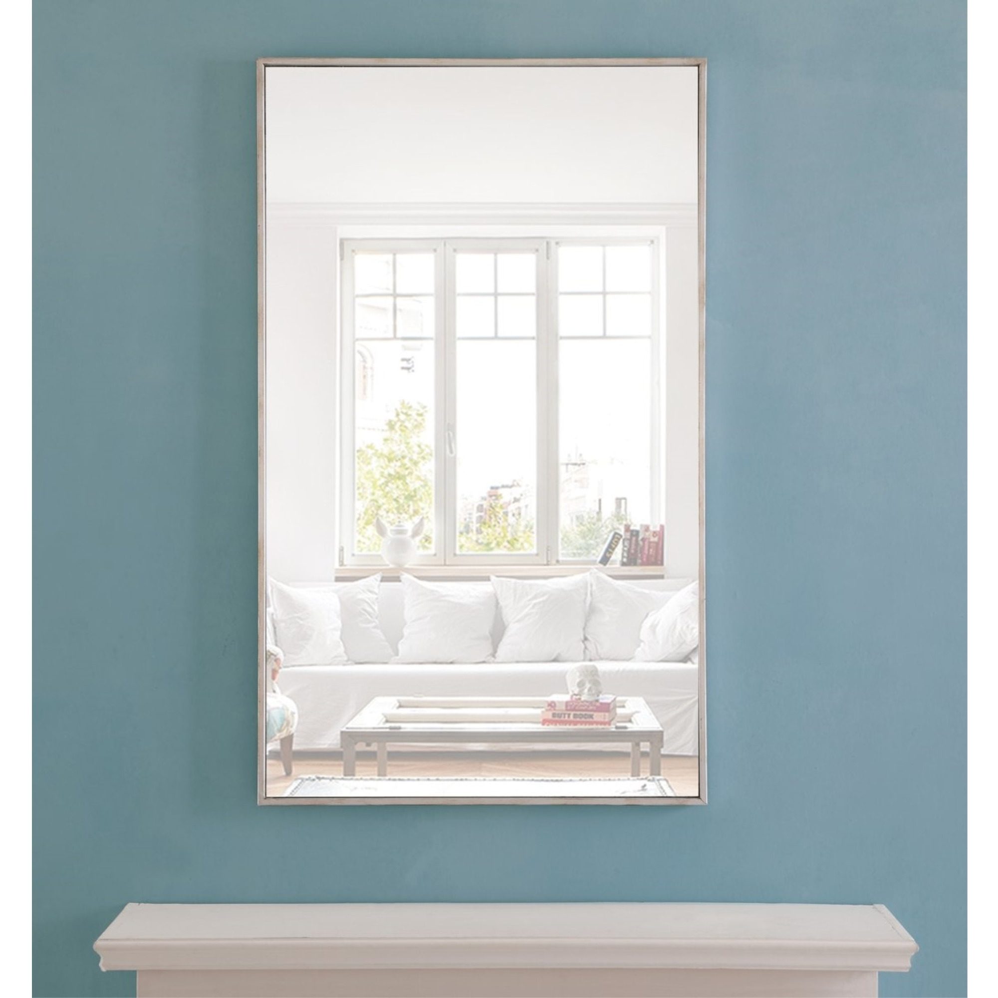 Metal frame Rectangle Mirror 24 inch Silver