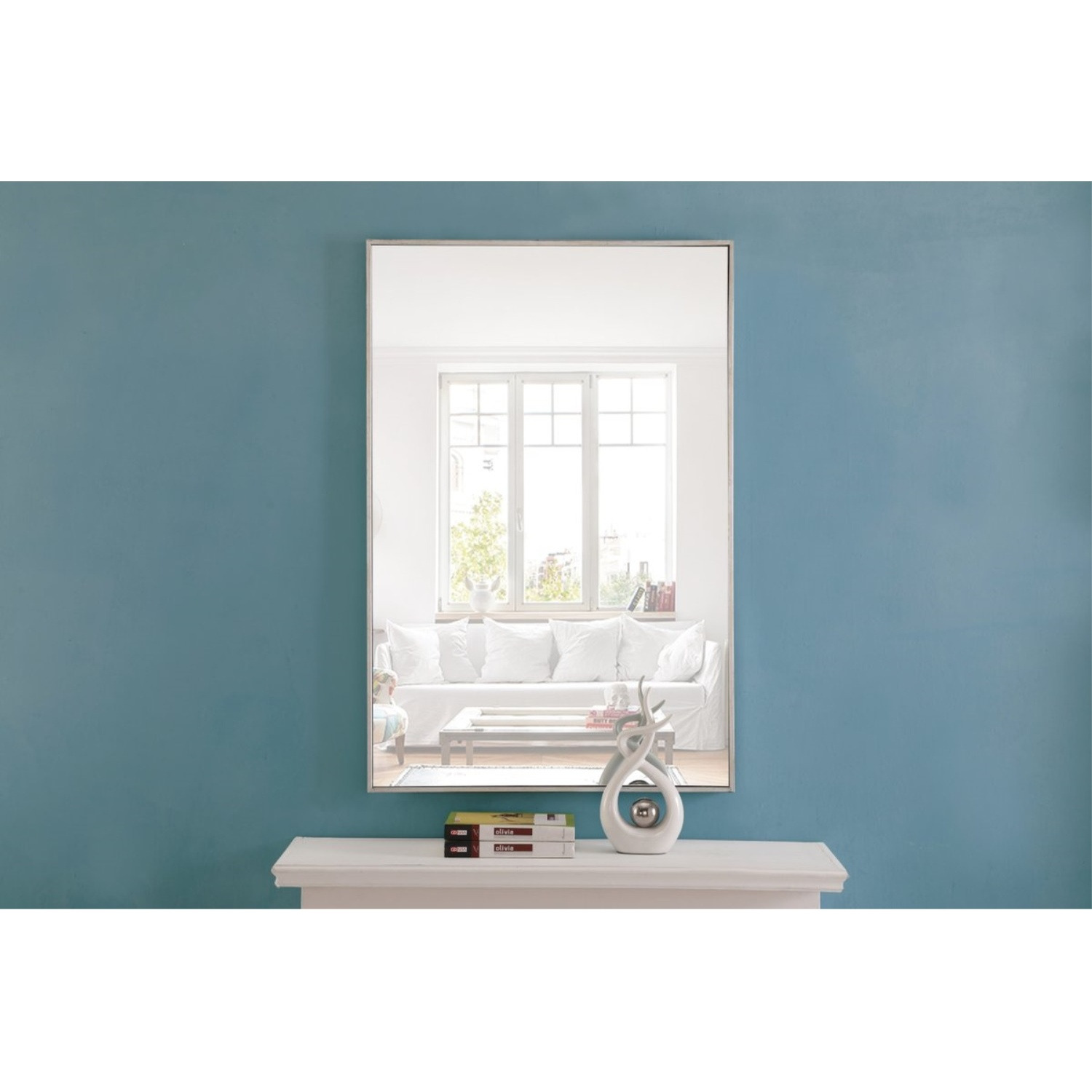 Metal frame Rectangle Mirror 28 inch Silver