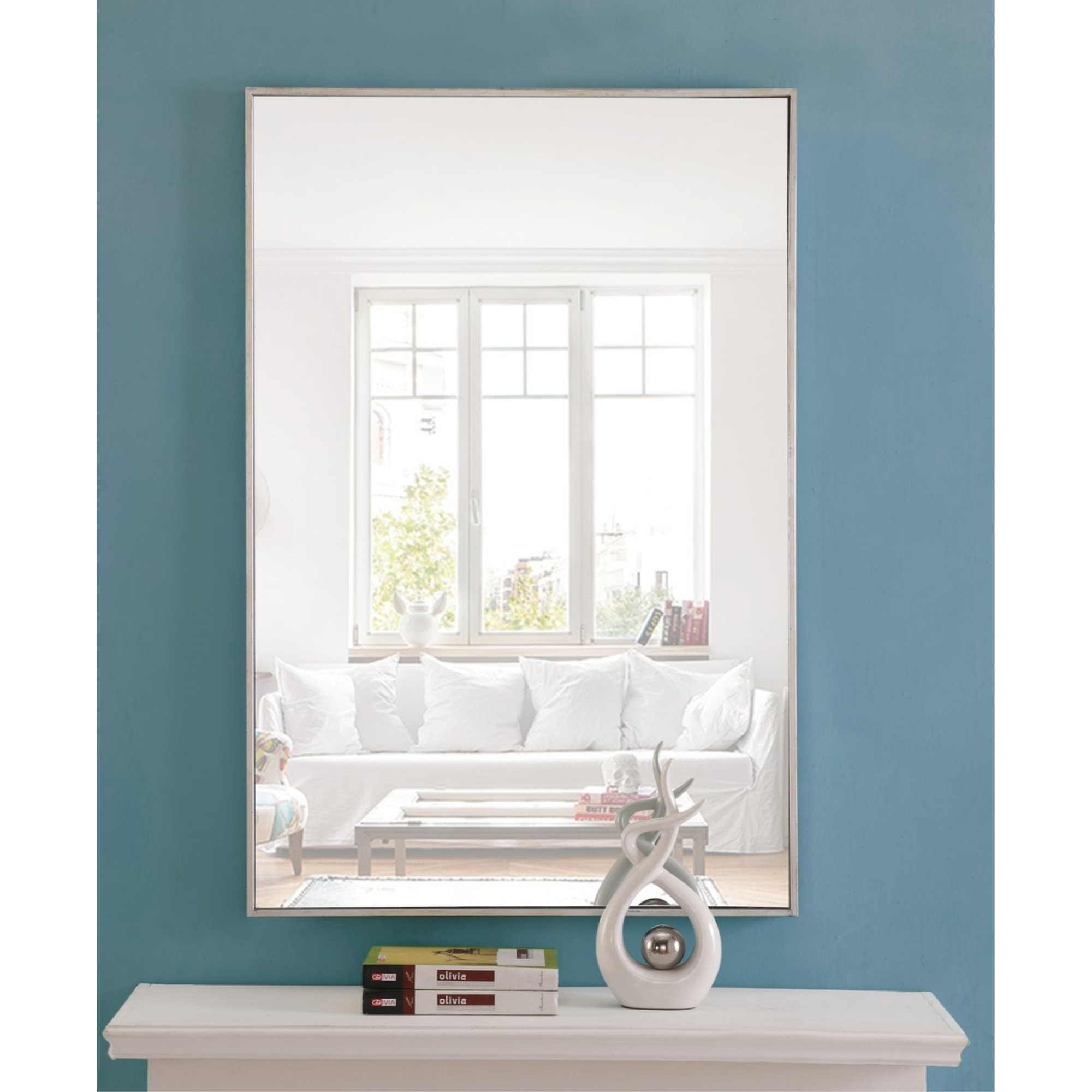 Metal frame Rectangle Mirror 28 inch Silver