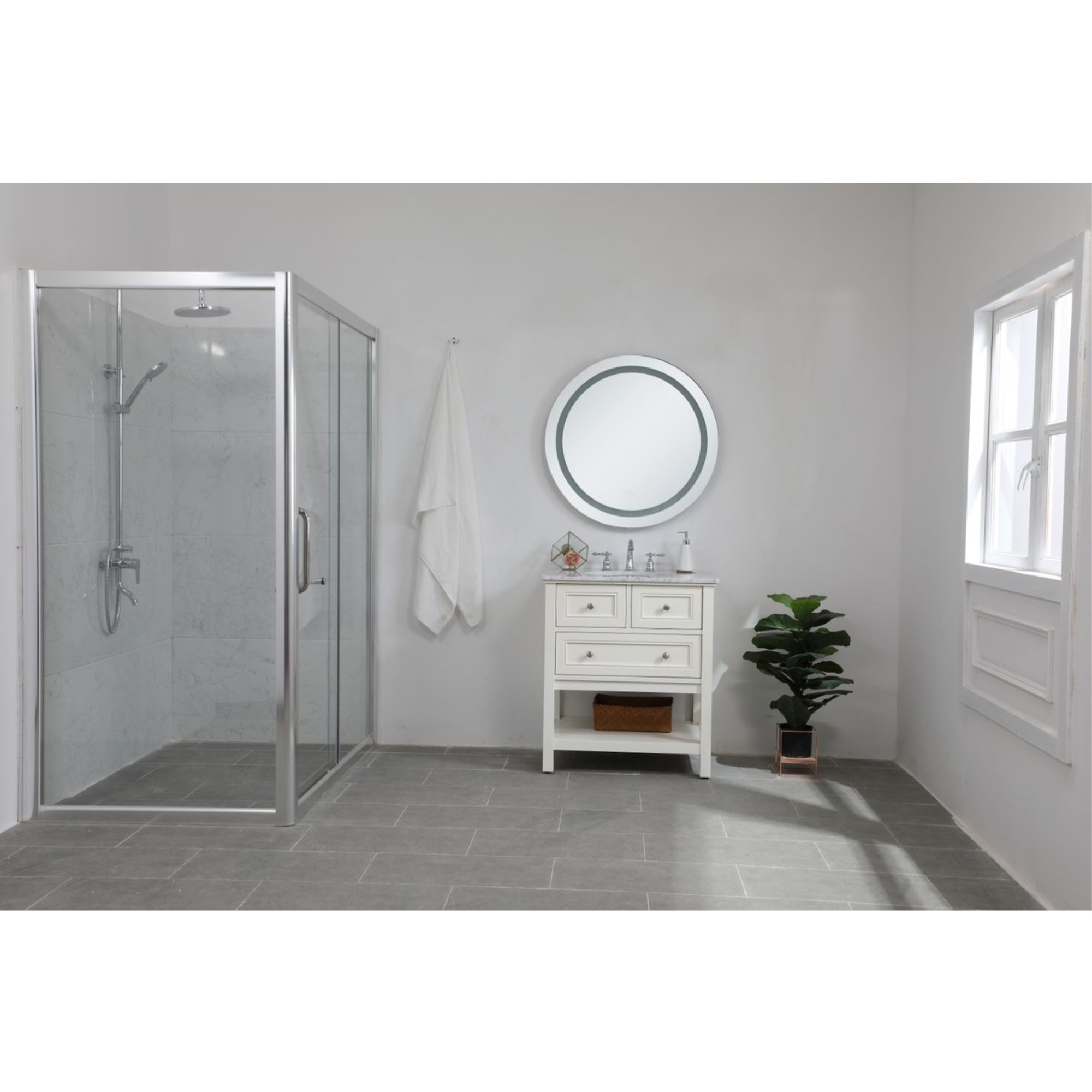 Helios 32 inch Hardwired LED mirror with touch sensor and color changing temperature 3000K/4200K/6400K