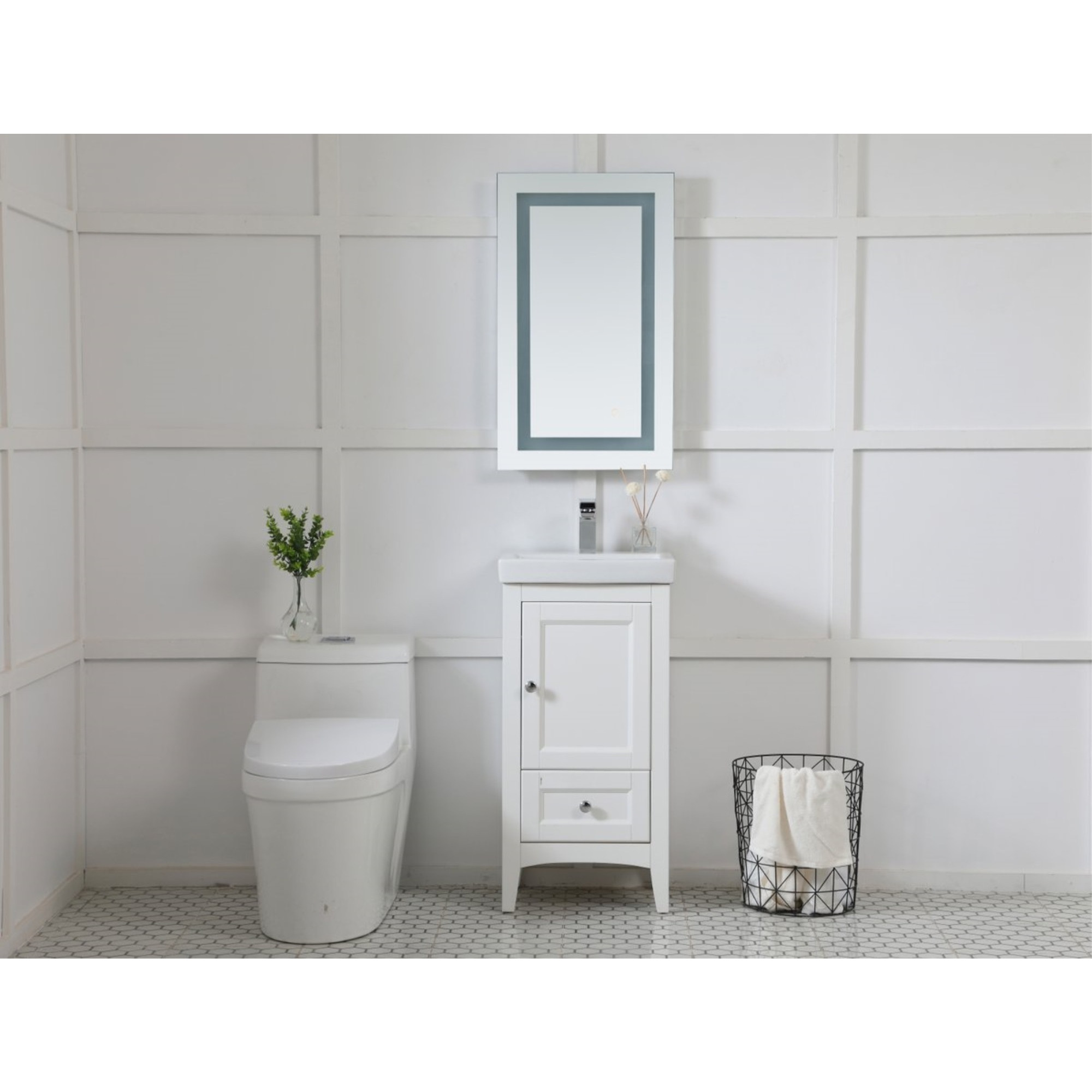 Helios 18in x 30in Hardwired LED mirror with touch sensor and color changing temperature 3000K/4200K/6400K