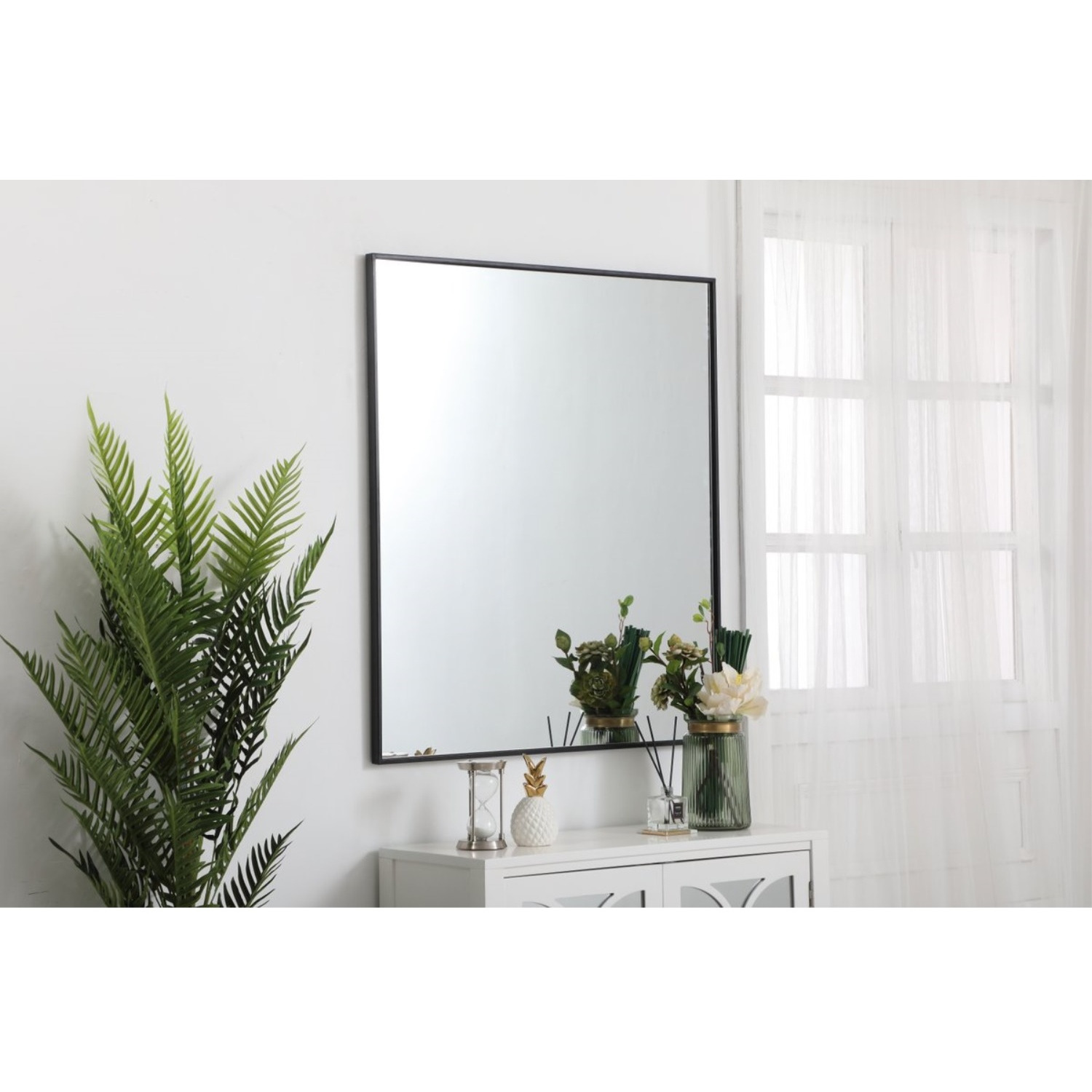 Metal frame rectangle mirror 36 inch in Black