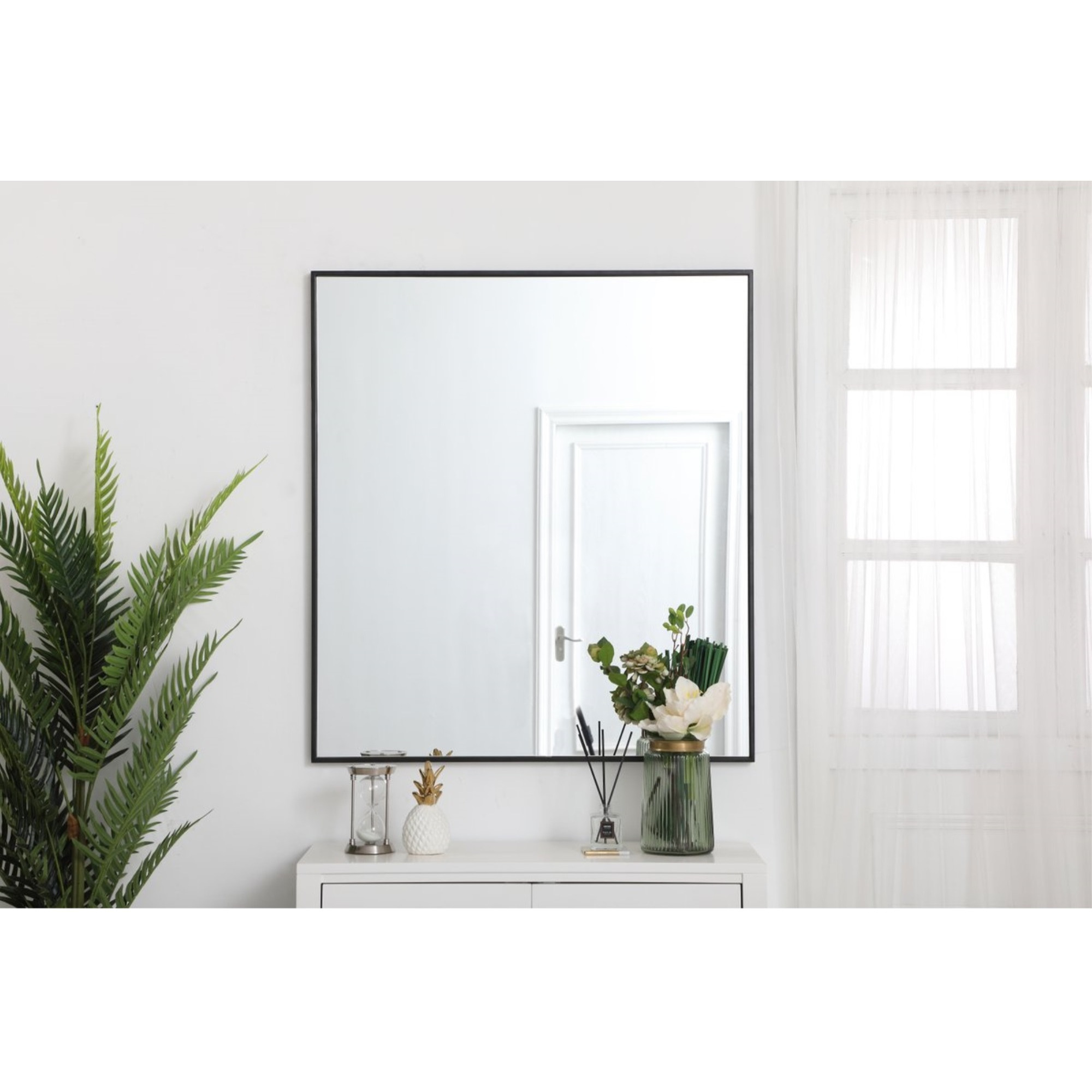 Metal frame rectangle mirror 36 inch in Black