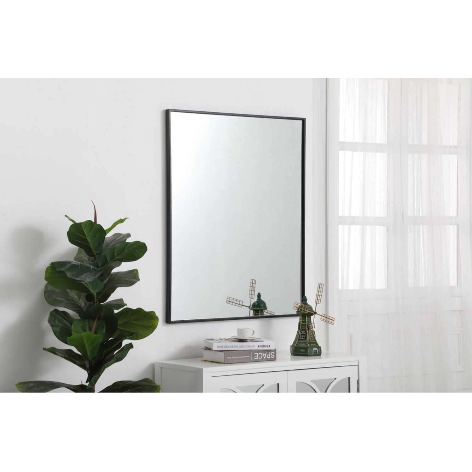 Metal frame rectangle mirror 30 inch in Black