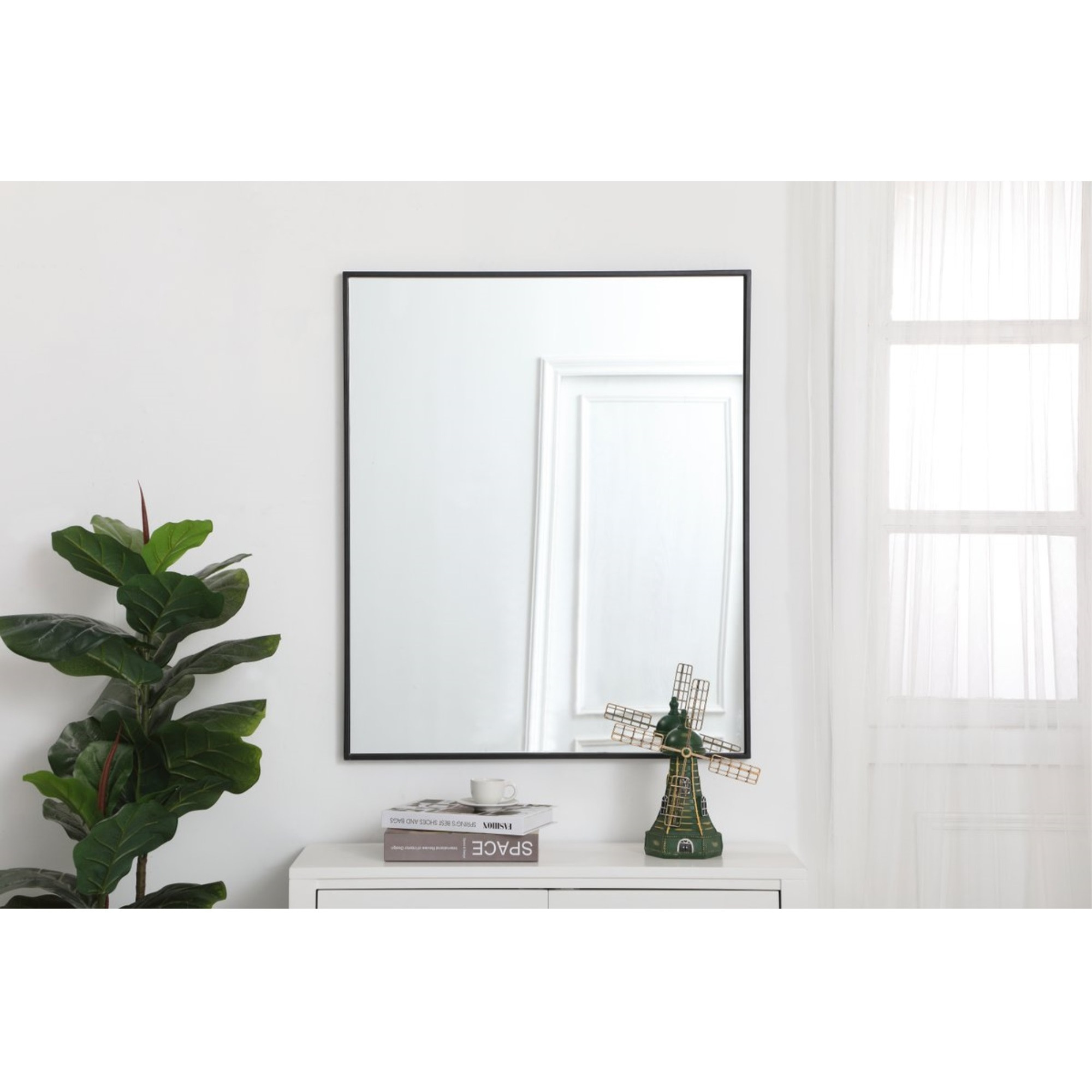 Metal frame rectangle mirror 30 inch in Black