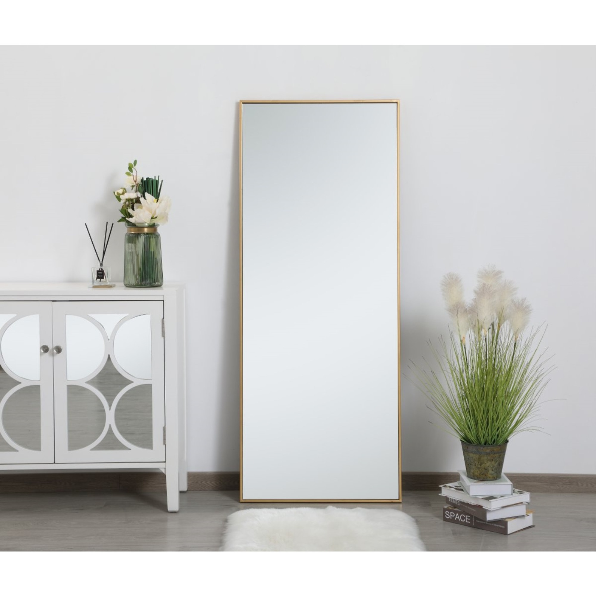 Metal frame rectangle mirror 24 inch in Brass