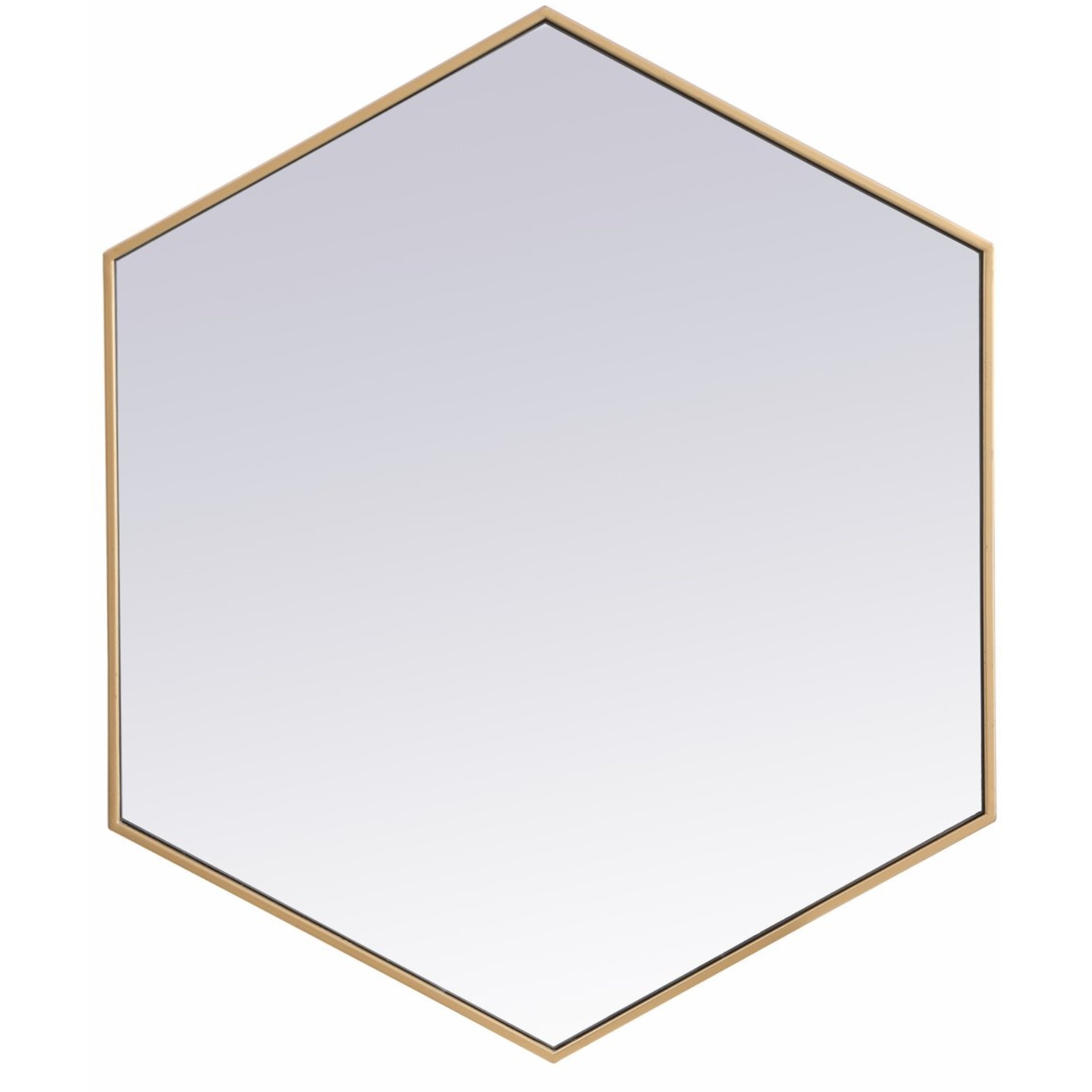 Metal frame hexagon mirror 38 inch in Brass