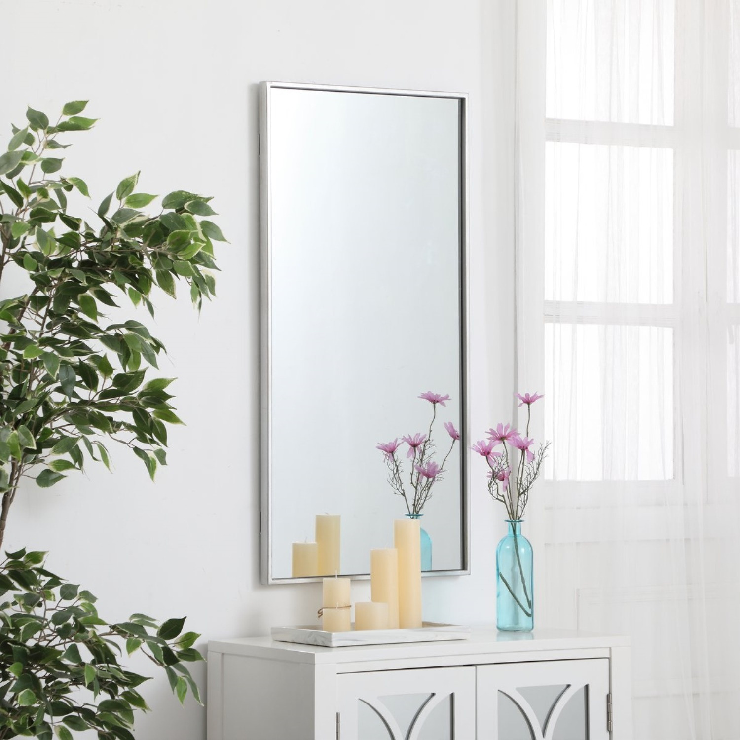 Metal frame rectangle mirror 18 inch in Sliver