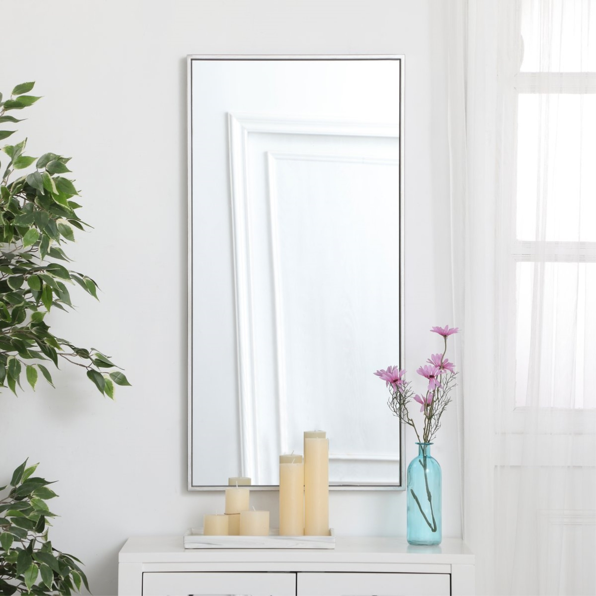 Metal frame rectangle mirror 18 inch in Sliver