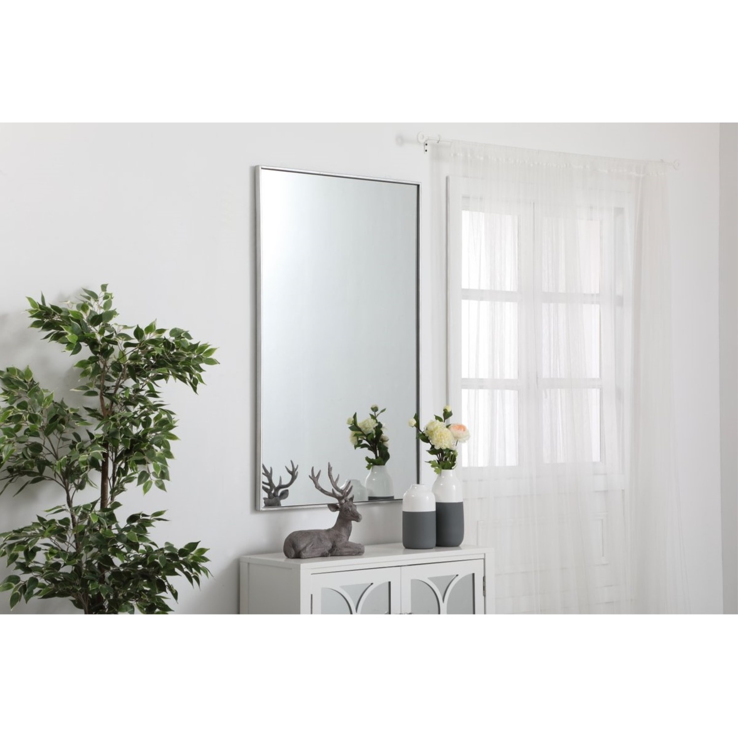 Metal frame rectangle mirror 30 inch in Sliver