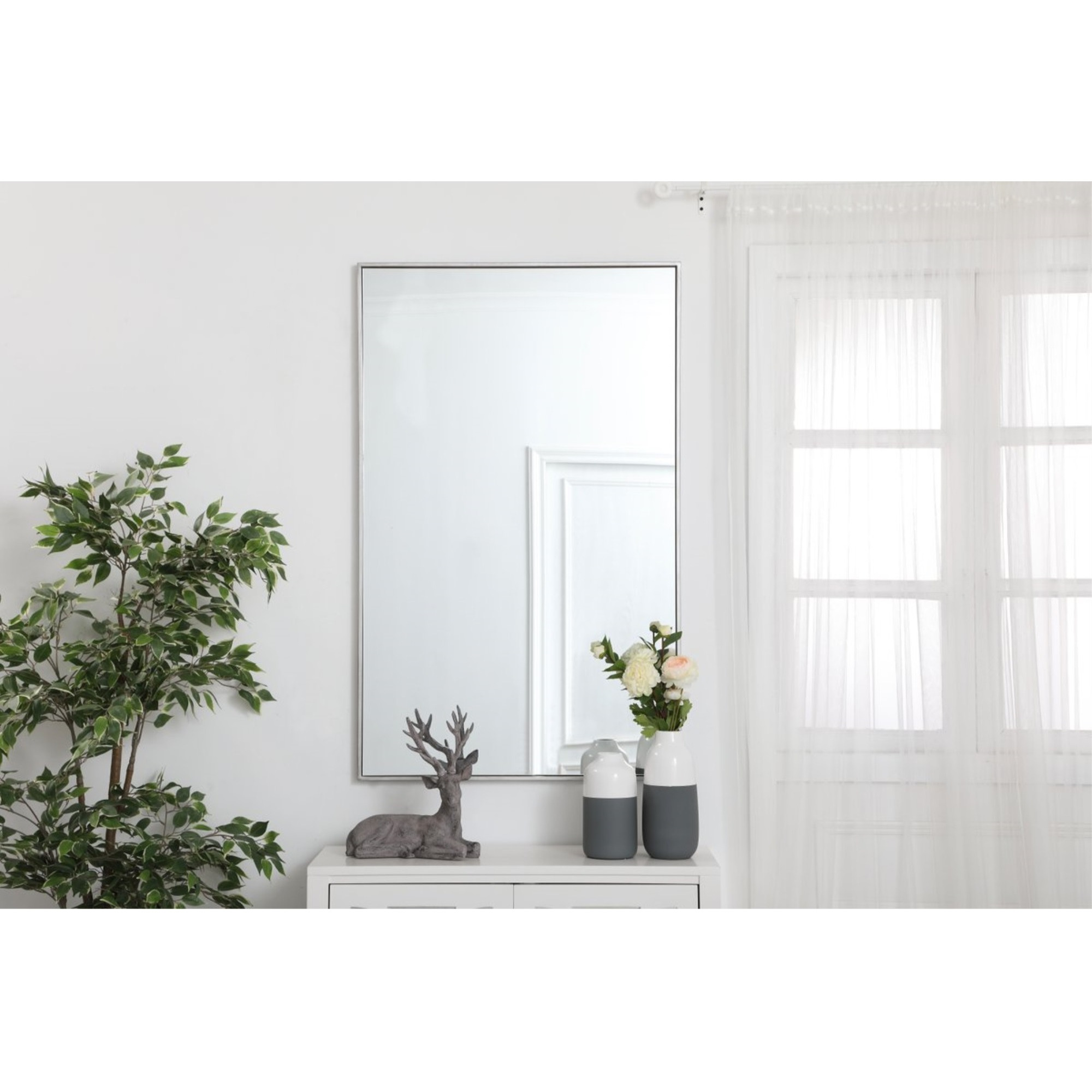 Metal frame rectangle mirror 30 inch in Sliver