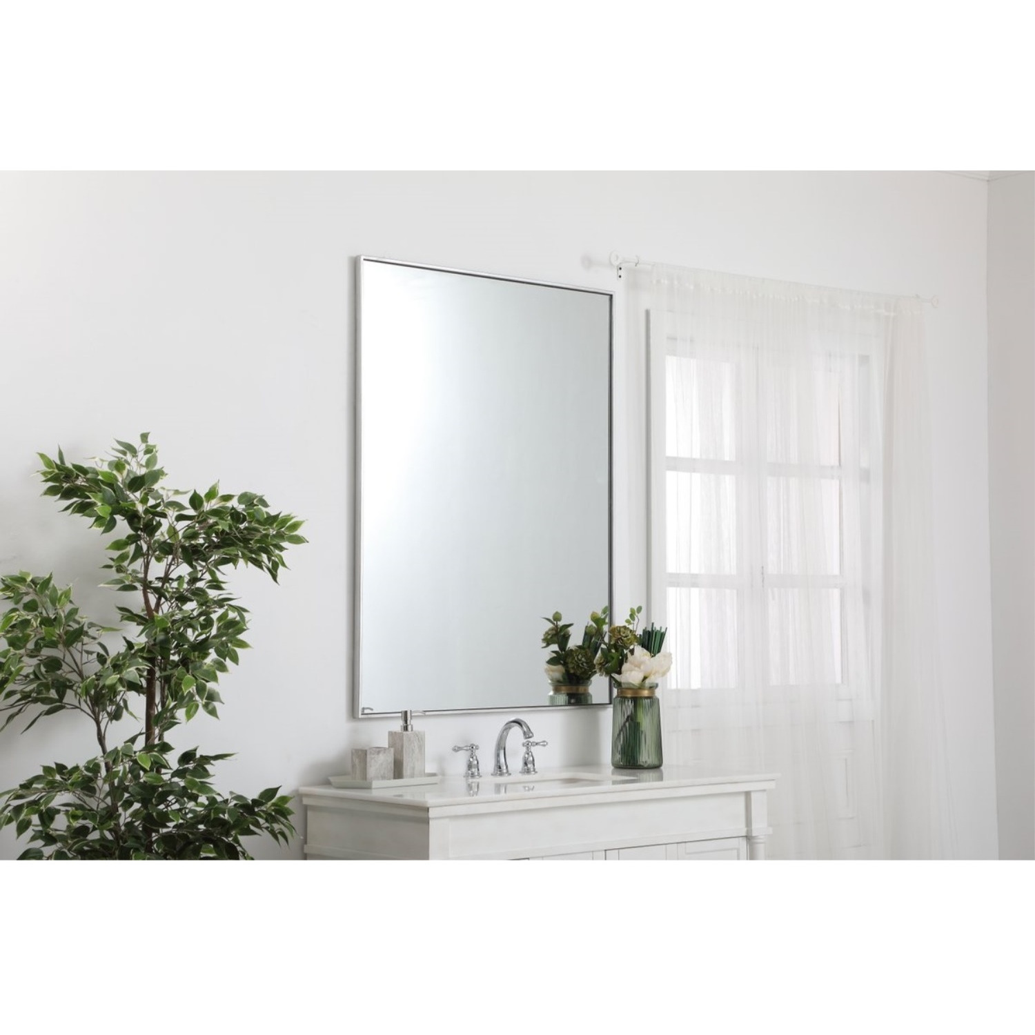 Metal frame rectangle mirror 36 inch in Sliver