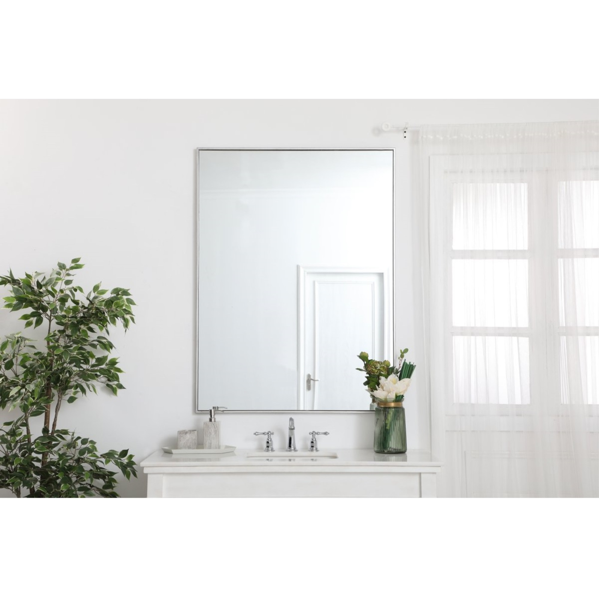 Metal frame rectangle mirror 36 inch in Sliver