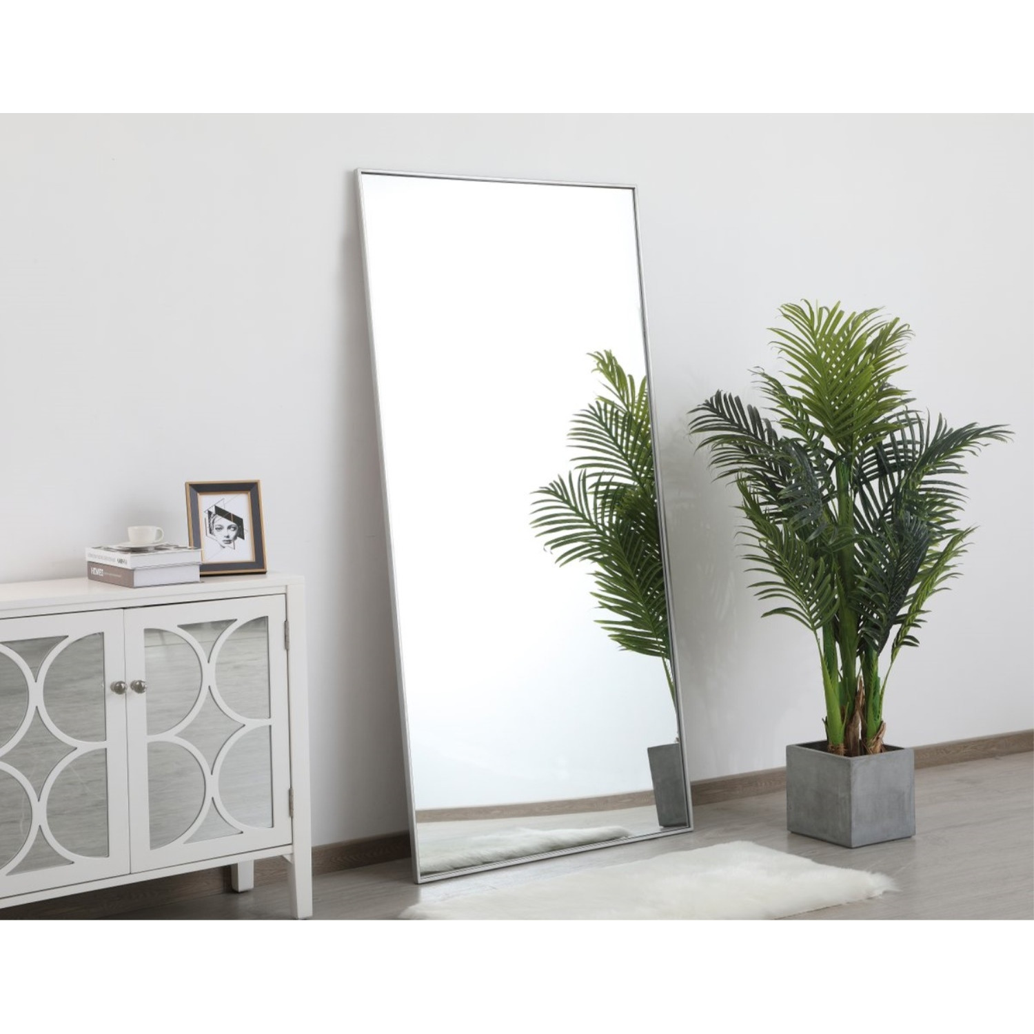 Metal frame rectangle mirror 36 inch in Sliver