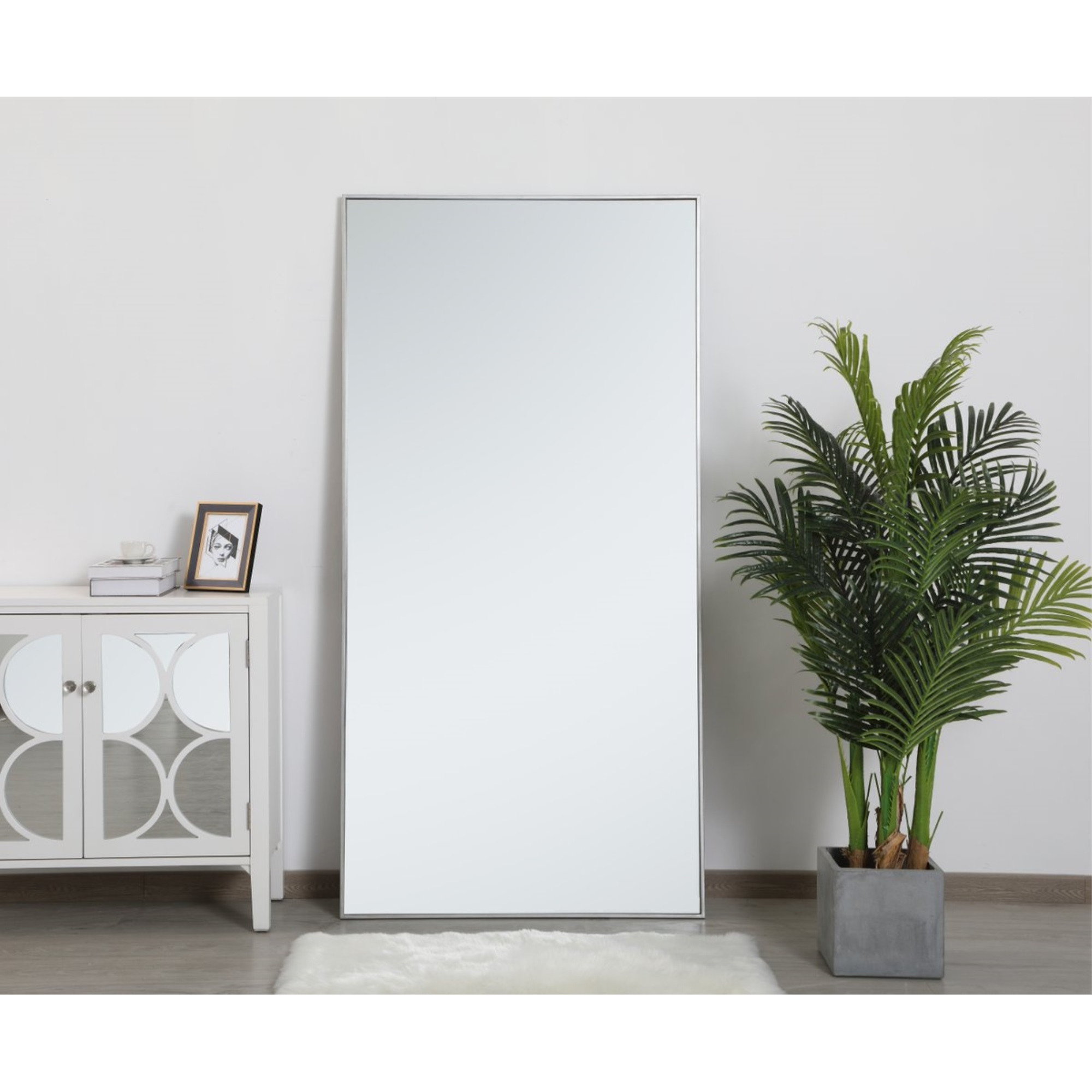 Metal frame rectangle mirror 36 inch in Sliver