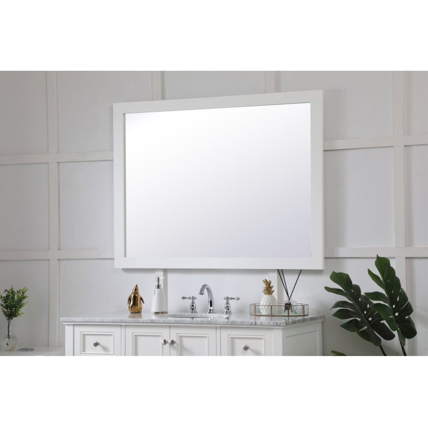 Aqua rectangle vanity mirror 48 inch in White