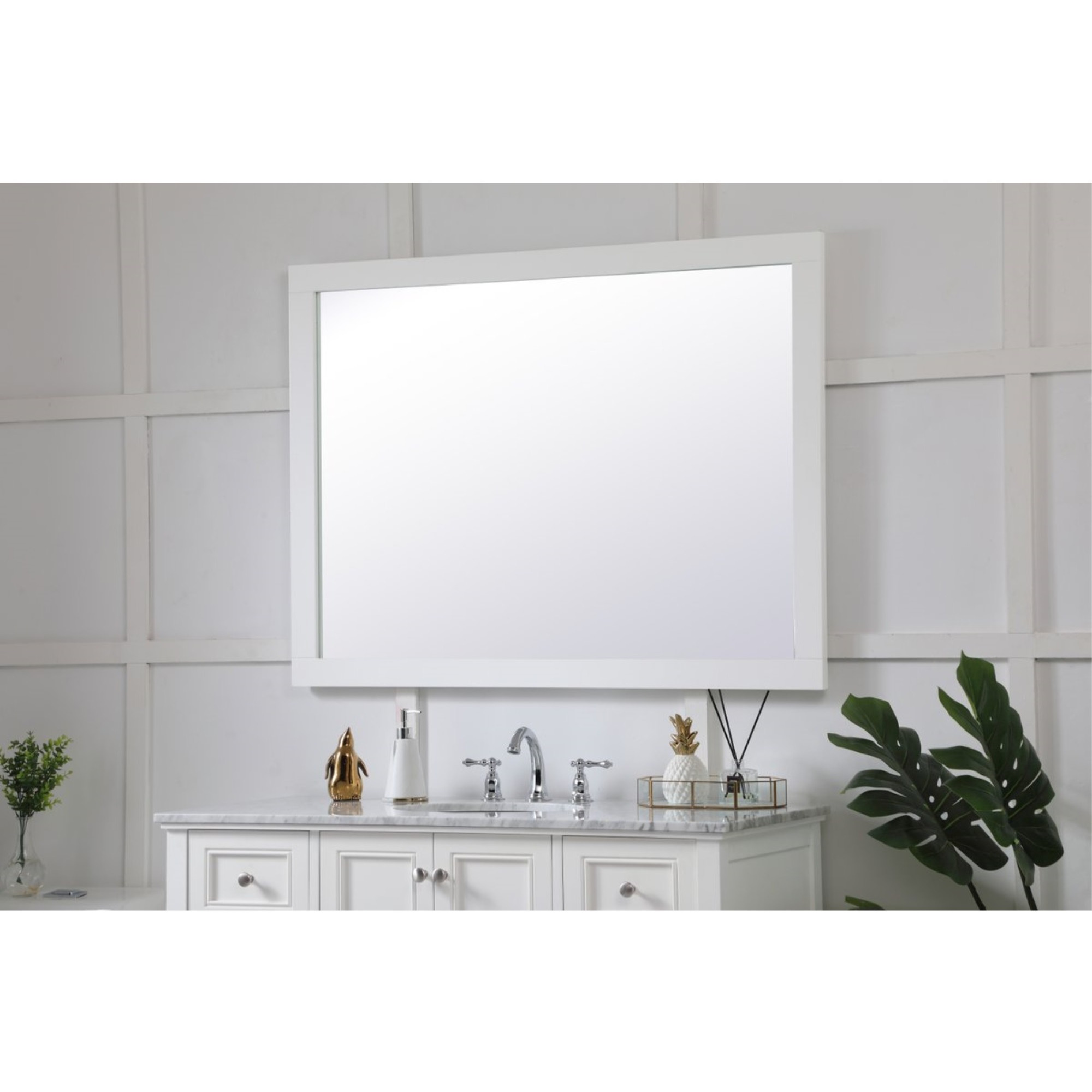 Aqua rectangle vanity mirror 48 inch in White