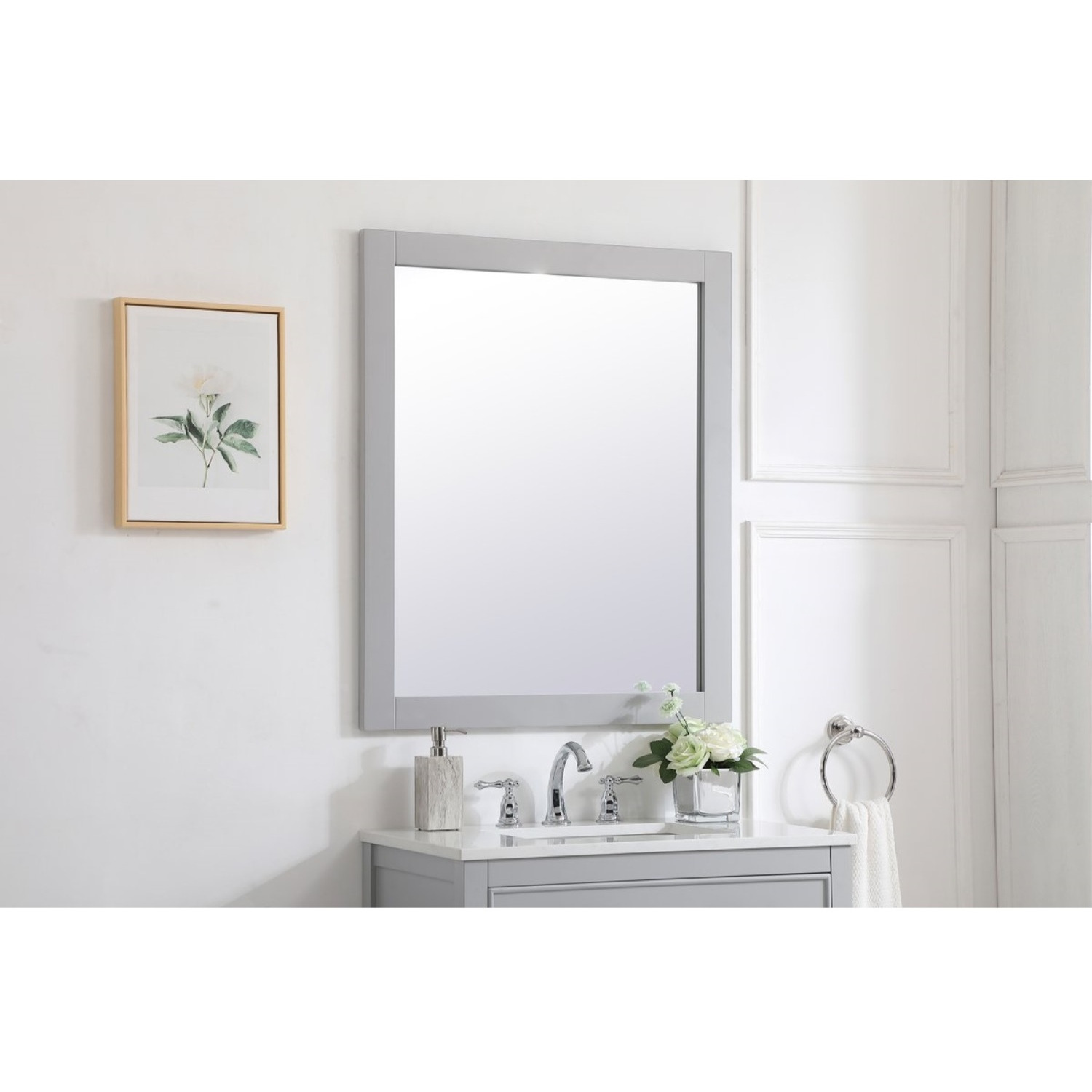 Aqua rectangle vanity mirror 30 inch in Grey