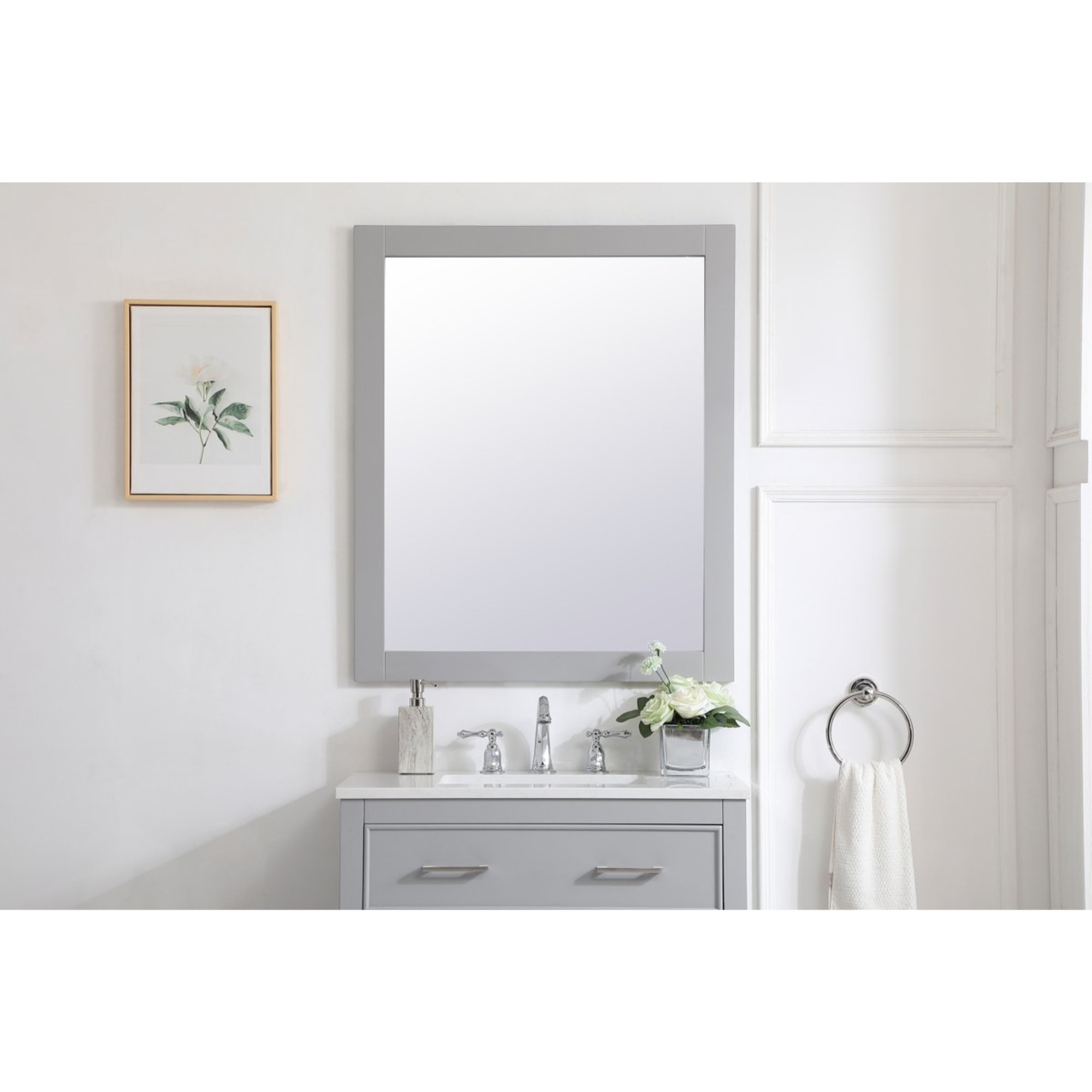 Aqua rectangle vanity mirror 30 inch in Grey