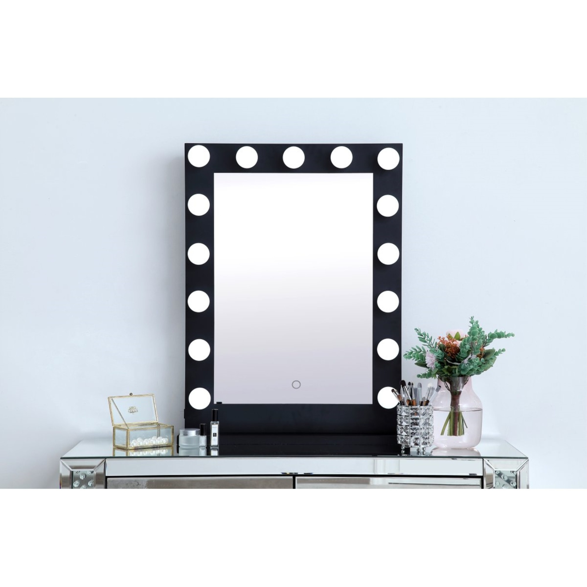 Brenda 24 inch by 32 inch plug in LED 5000K mirror in black