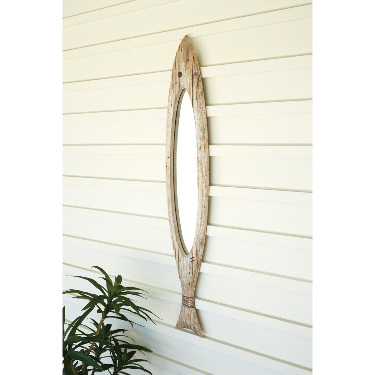 CARVED WOODEN FISH MIRROR