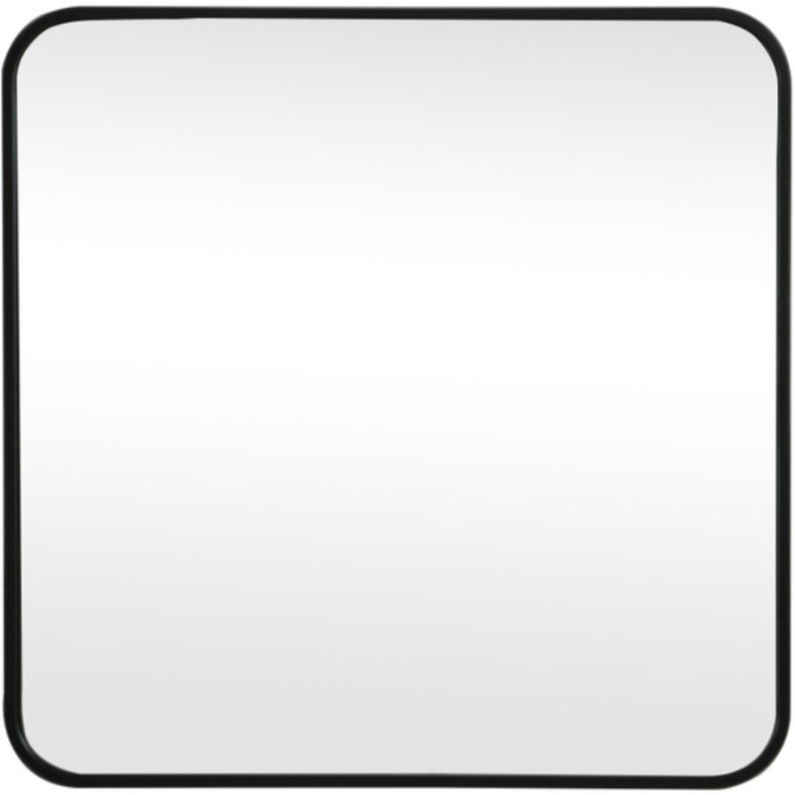 Soft corner metal square mirror 24x24 inch in Black