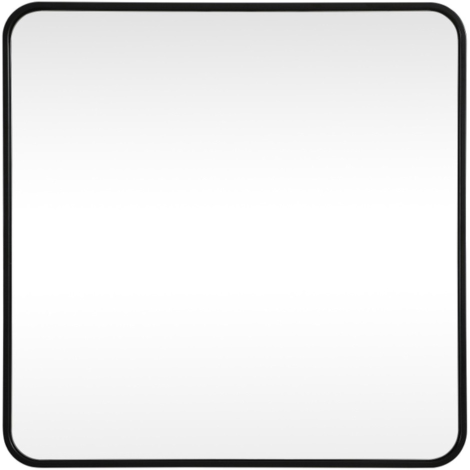 Soft corner metal square mirror 30x30 inch in Black