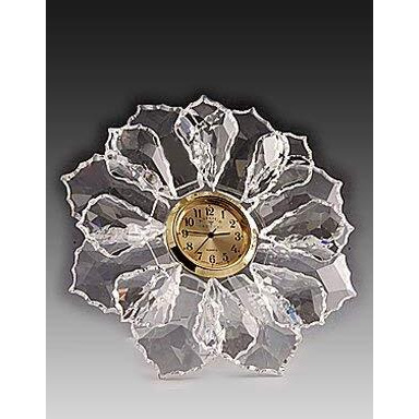 Asfour Crystal 407-911-1 4.52 L x 3.93 H in. Crystal Rose Clock Office Figurines