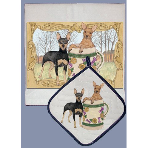 Pipsqueak Productions DP954 Dish Towel and Pot Holder Set - Miniature Pincher