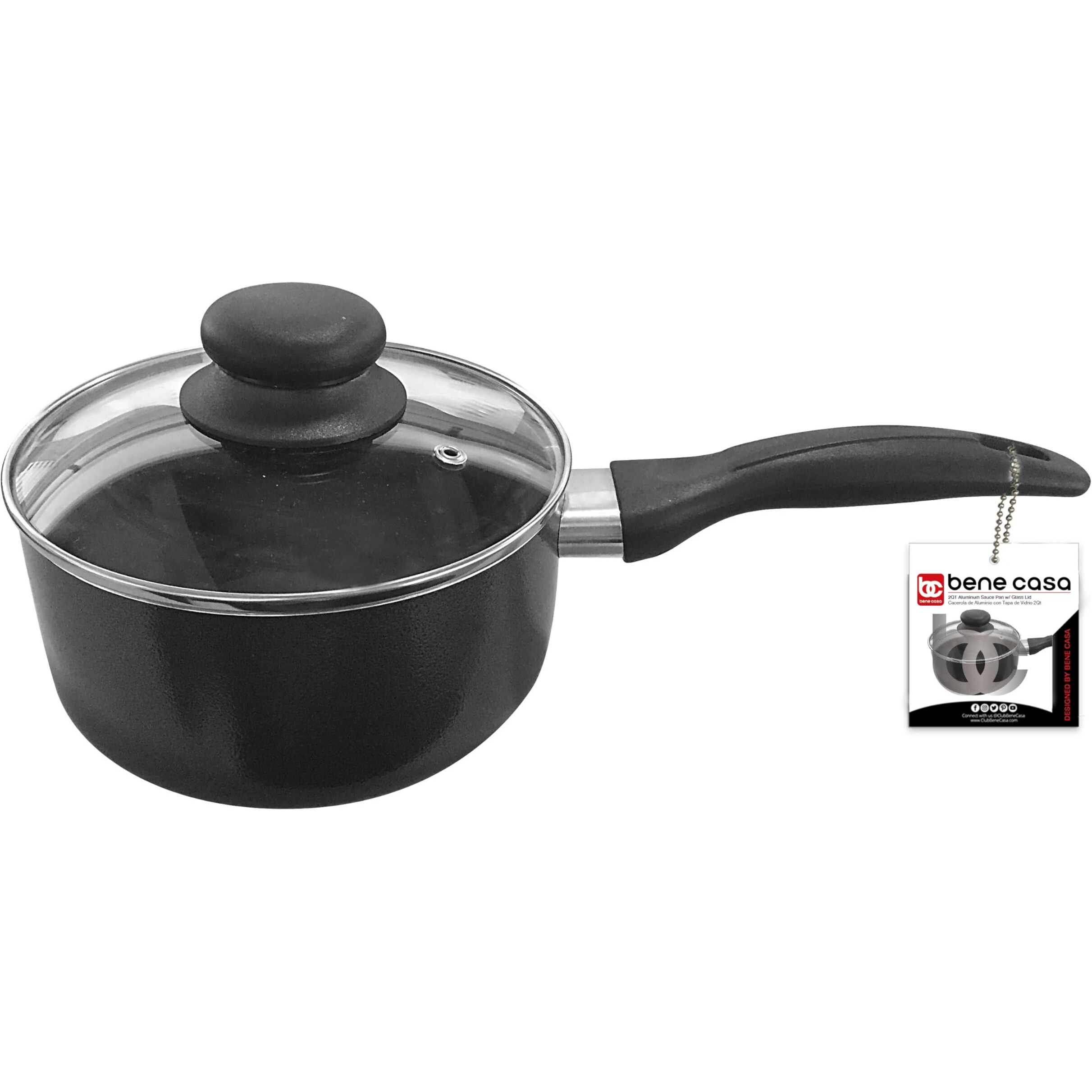 Bene Casa 6234082 Aluminum Saucepan  Black - 2 qt.