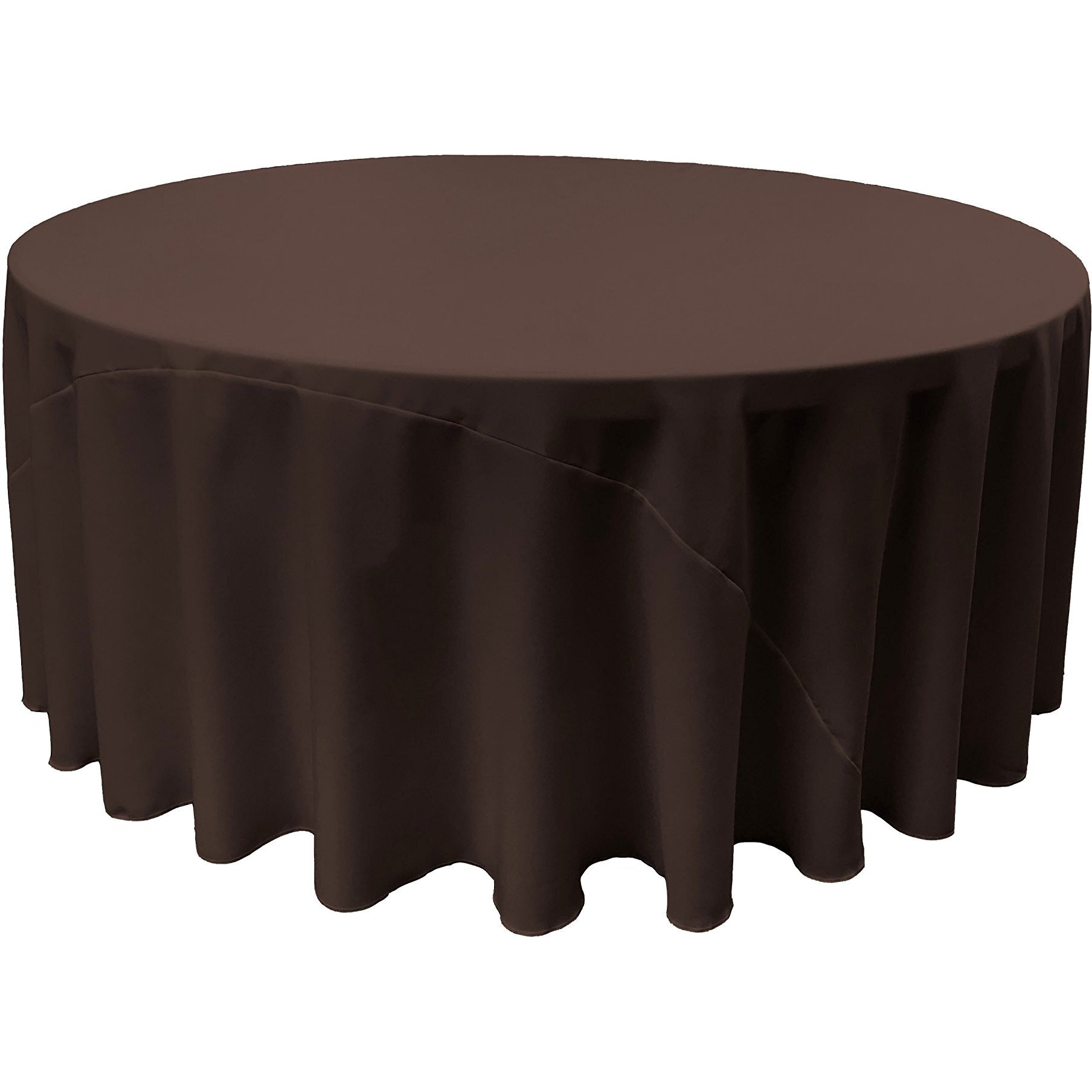 LA Linen TCpop132R-BrownP22 Polyester Poplin Tablecloth  Brown - 132 in. Round