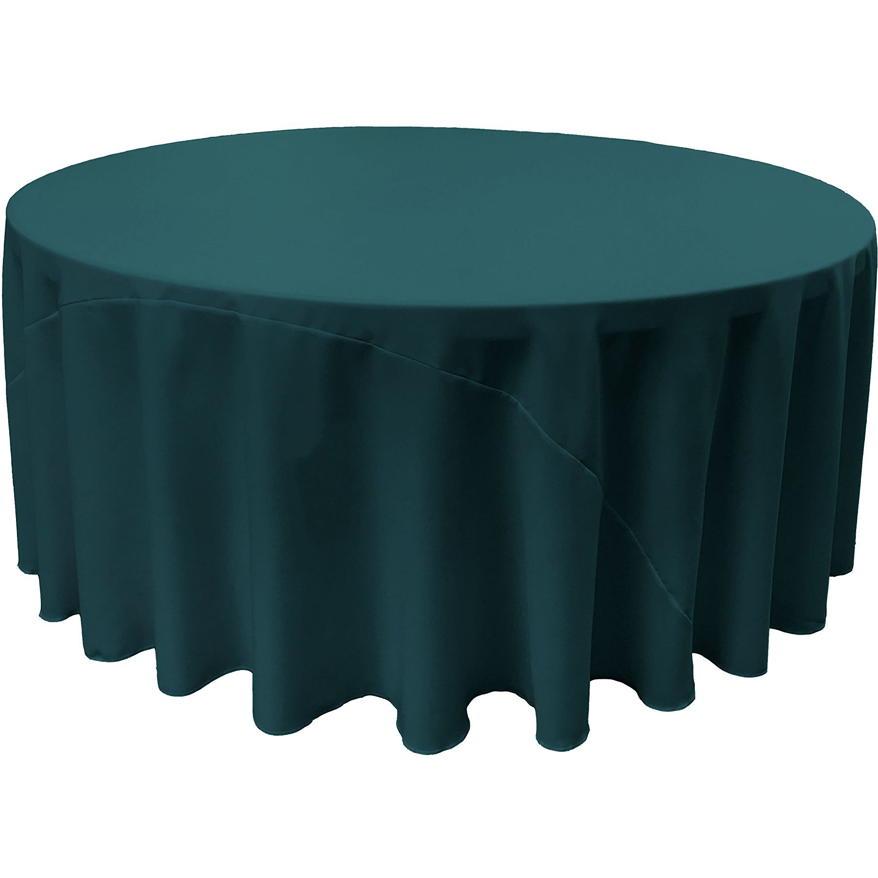 LA Linen TCpop132R-TealDrkP82 Polyester Poplin Tablecloth  Dark Teal - 132 in. Round