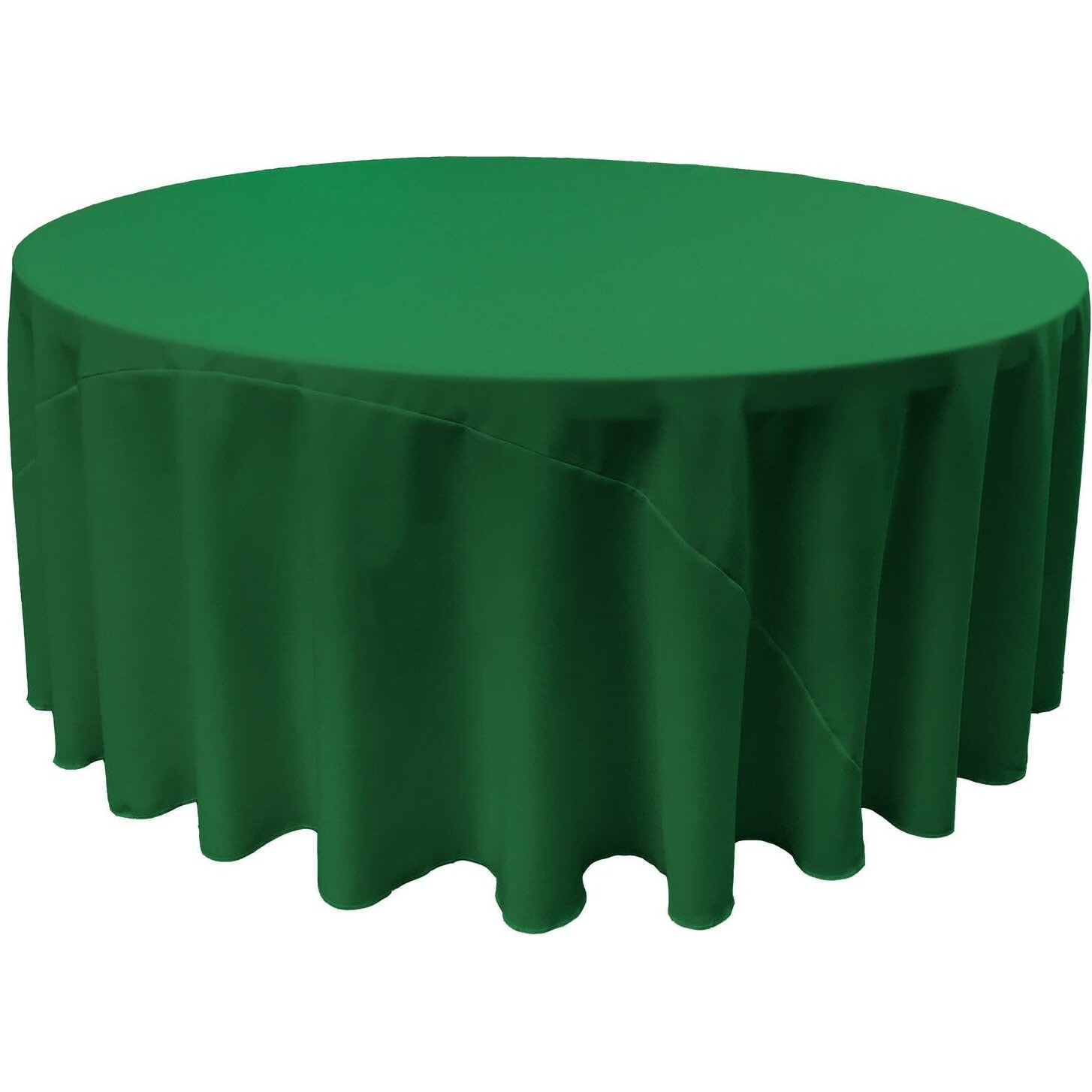 LA Linen TCpop132R-GreenEmP32 Polyester Poplin Tablecloth  Emerald Green - 132 in. Round