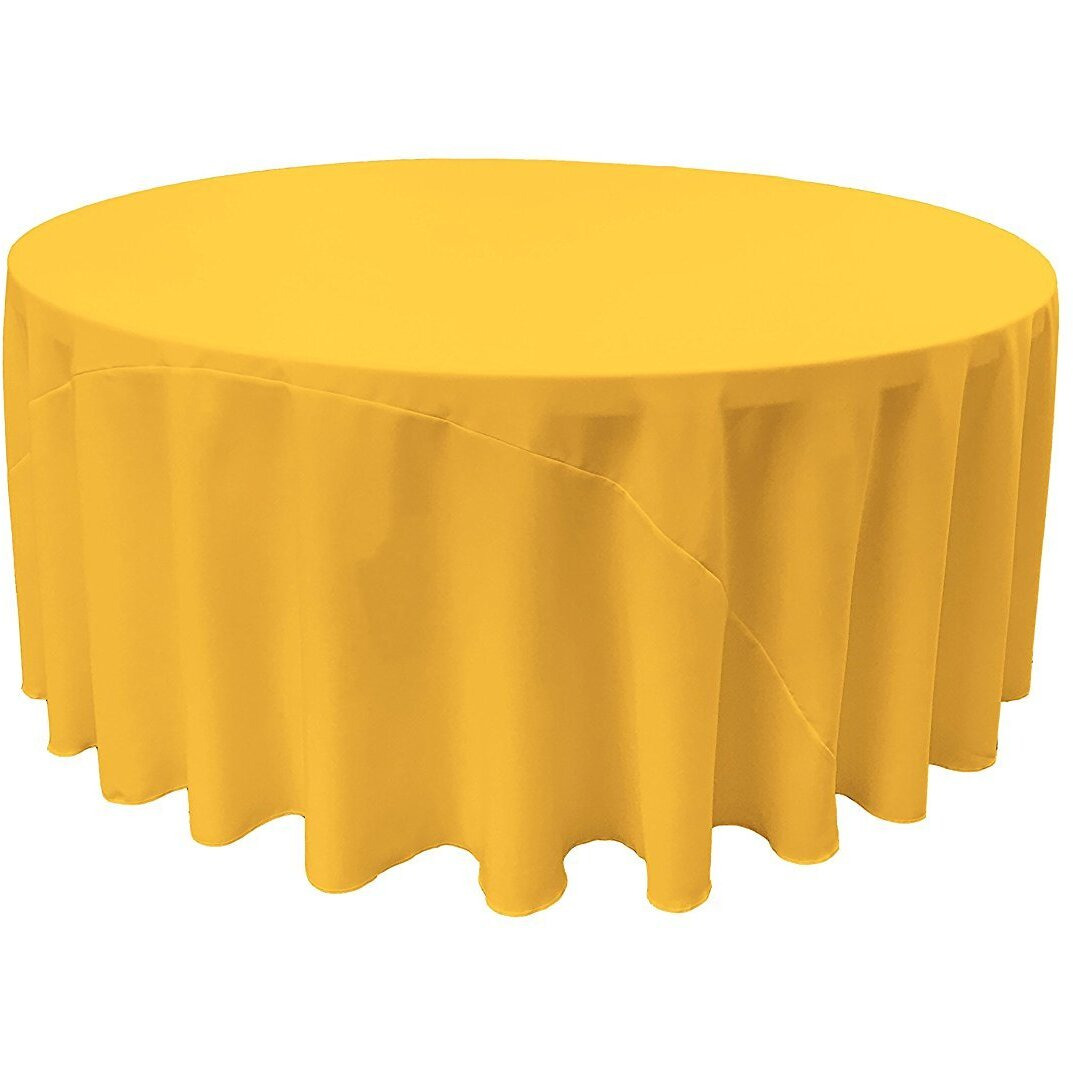 LA Linen TCpop132R-YellowDrkP47 Polyester Poplin Tablecloth  Dark Yellow - 132 in. Round