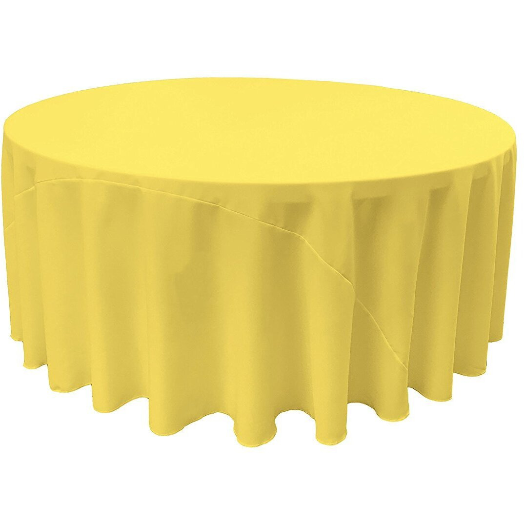 LA Linen TCpop132R-YellowLgtP99 Polyester Poplin Tablecloth  Light Yellow - 132 in. Round