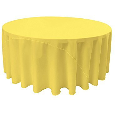 LA Linen TCpop132R-YellowLgtP99 Polyester Poplin Tablecloth  Light Yellow - 132 in. Round