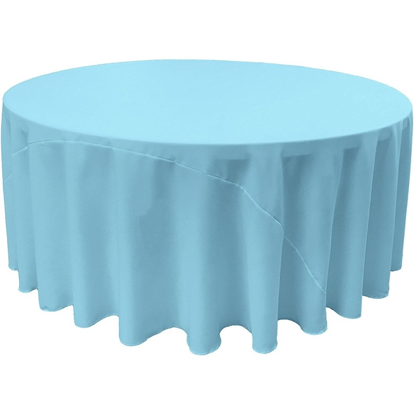 LA Linen TCpop132R-TurquoiseLgtP40 Polyester Poplin Tablecloth  Light Turquoise - 132 in. Round