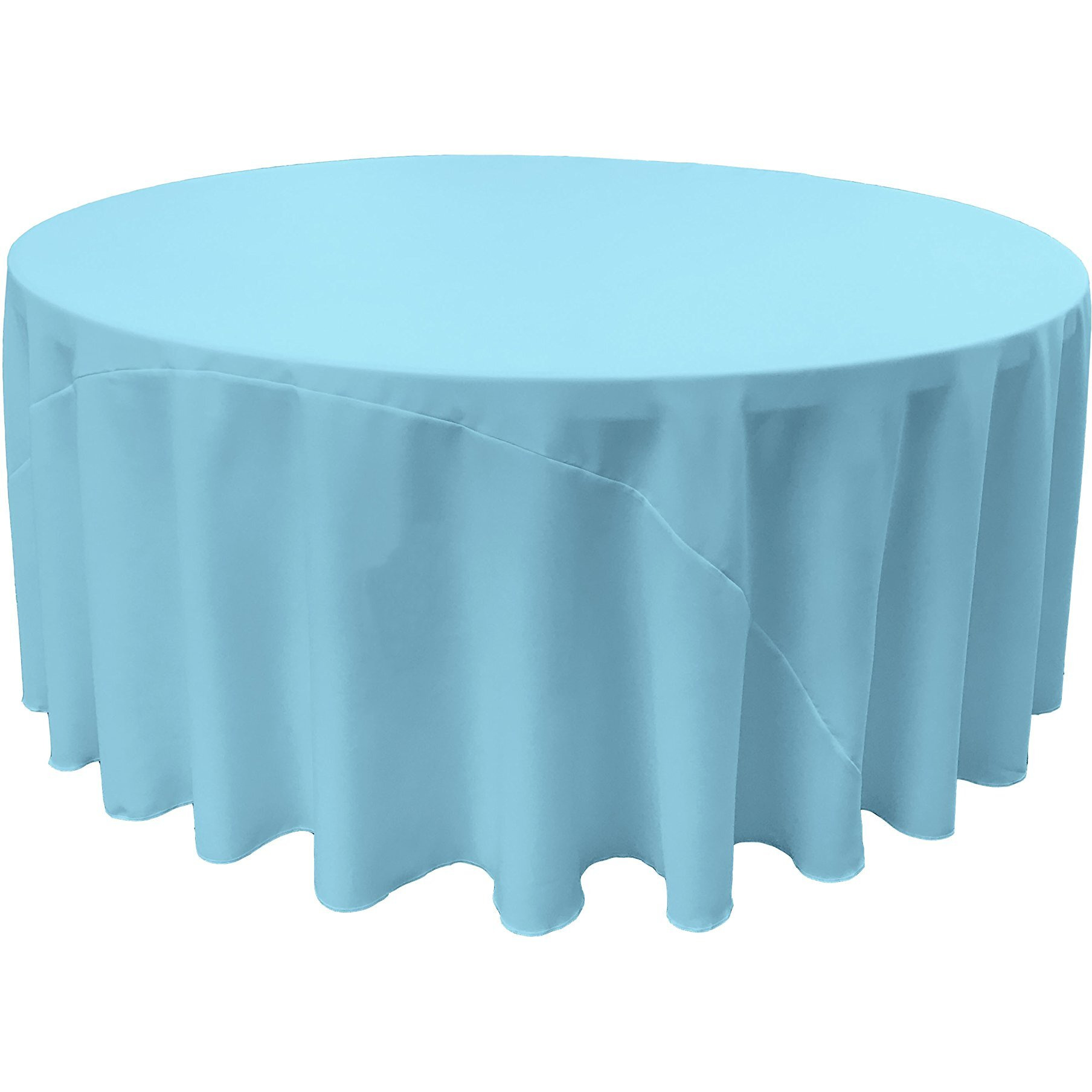 LA Linen TCpop132R-TurquoiseLgtP40 Polyester Poplin Tablecloth  Light Turquoise - 132 in. Round