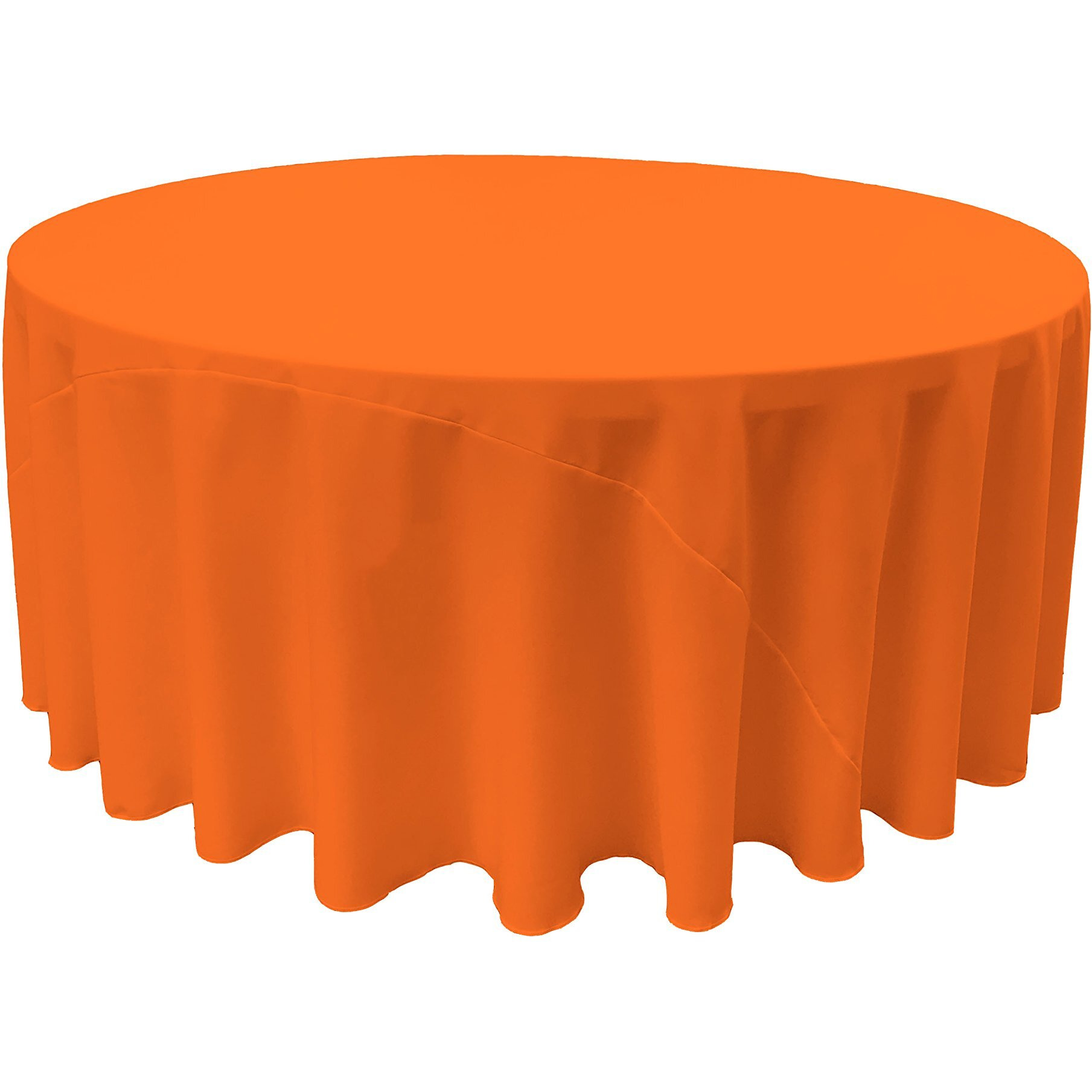 LA Linen TCpop132R-OrangeP48 Polyester Poplin Tablecloth  Orange - 132 in. Round