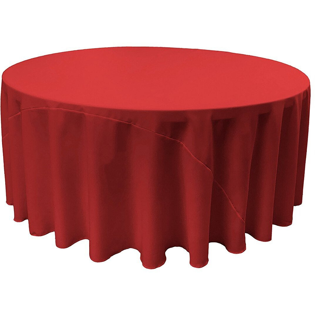 LA Linen TCpop132R-RedP98 Polyester Poplin Tablecloth  Red - 132 in. Round
