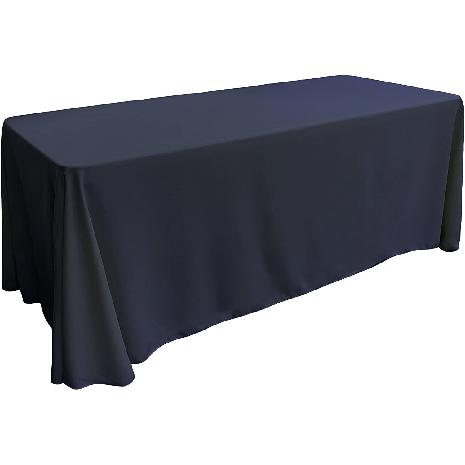 LA Linen TCpop90x156-NavyP72 Polyester Poplin Rectangular Tablecloth  Navy - 90 x 156 in.