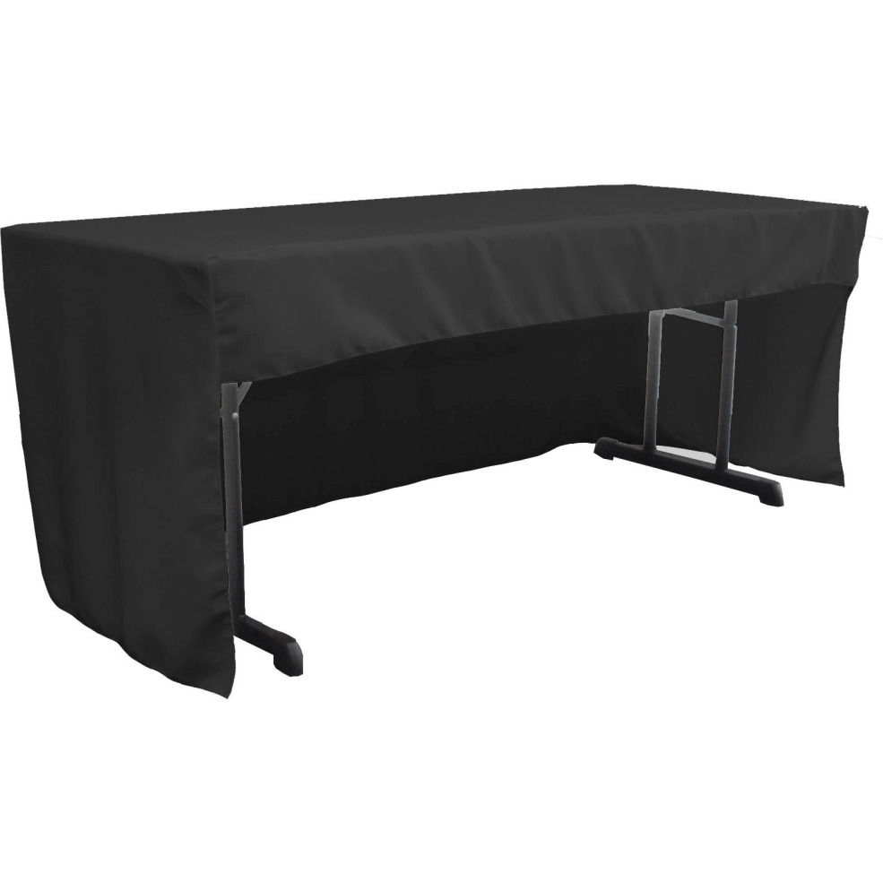 TCpop-OB-fit-72x30x30-BlackP24 1.95 lbs Open Back Polyester Poplin Fitted Tablecloth  Black