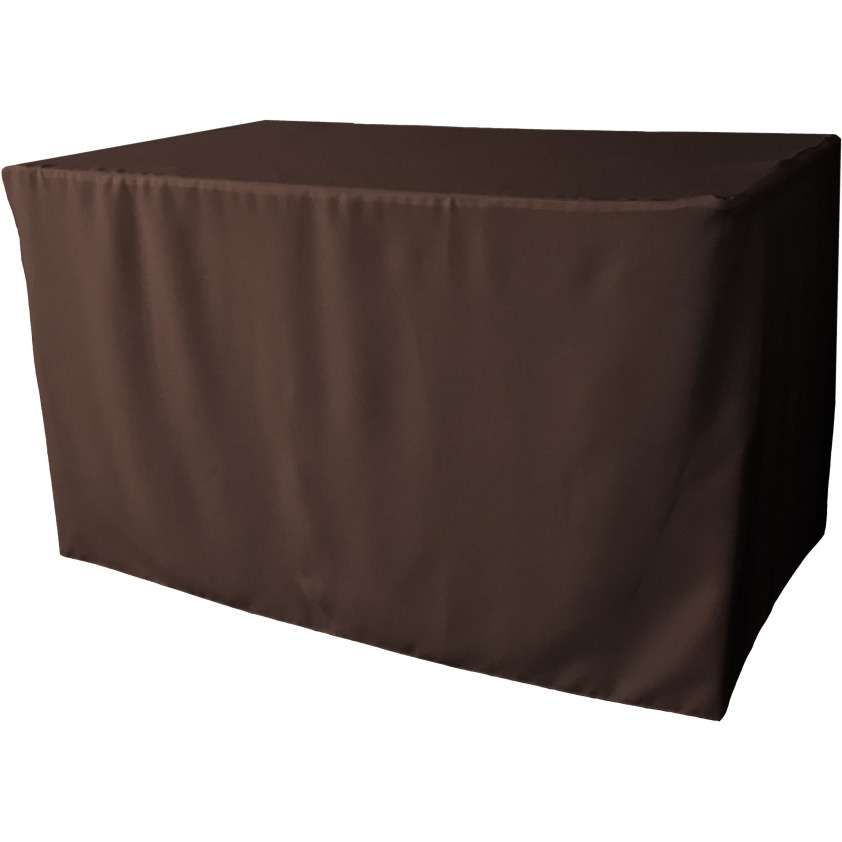 TCpop-fit-48x24x30-BrownP22 1.67 lbs Polyester Poplin Fitted Tablecloth  Brown